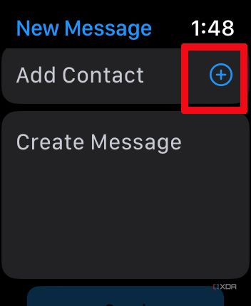 Apple Watch messages app showing Add Contact