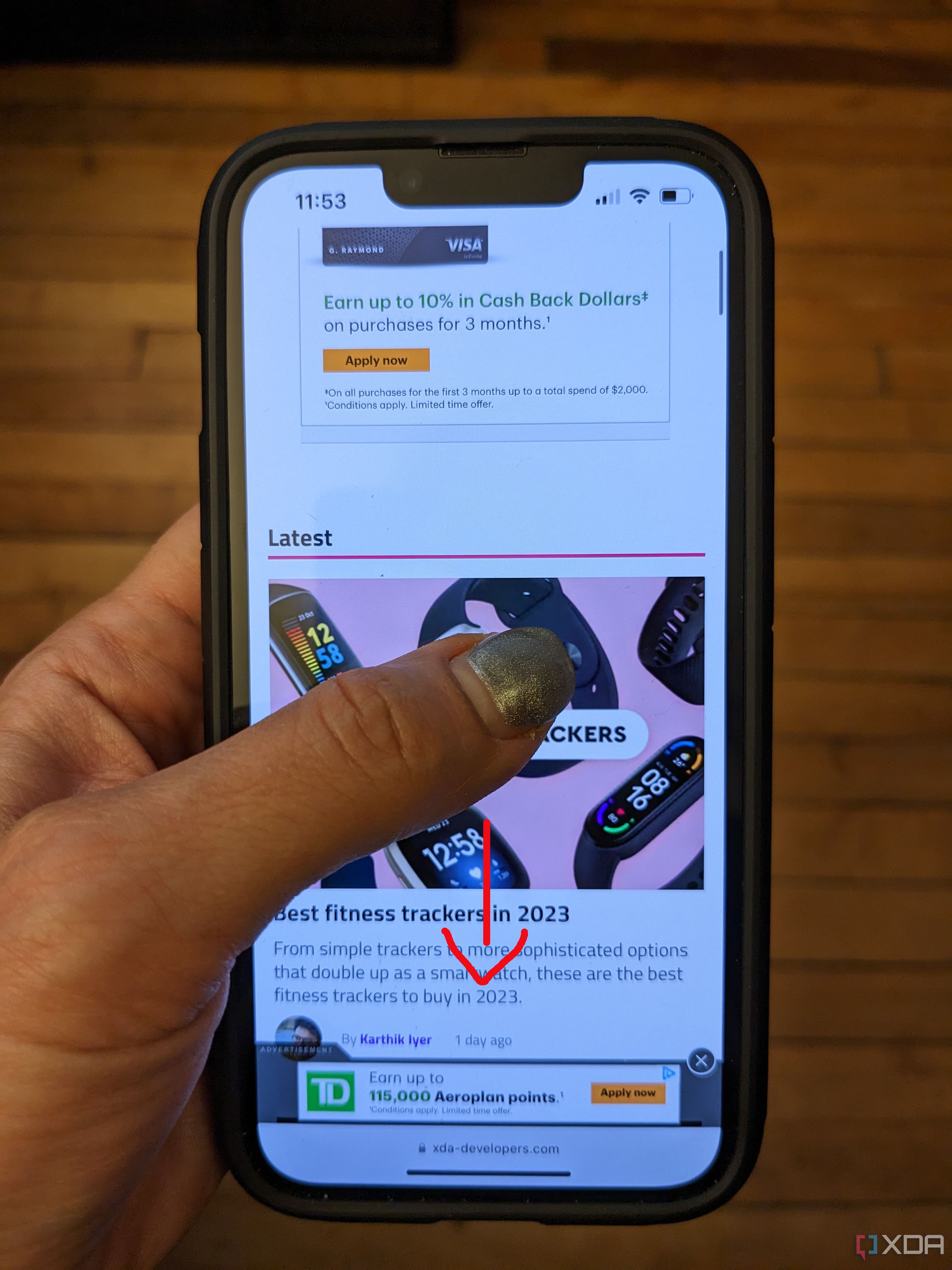 Basic iphone gestures scroll down