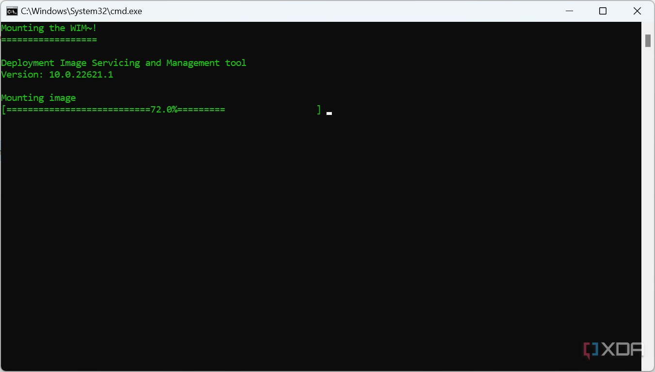 Screenshot of MODWIN installing a WIM file
