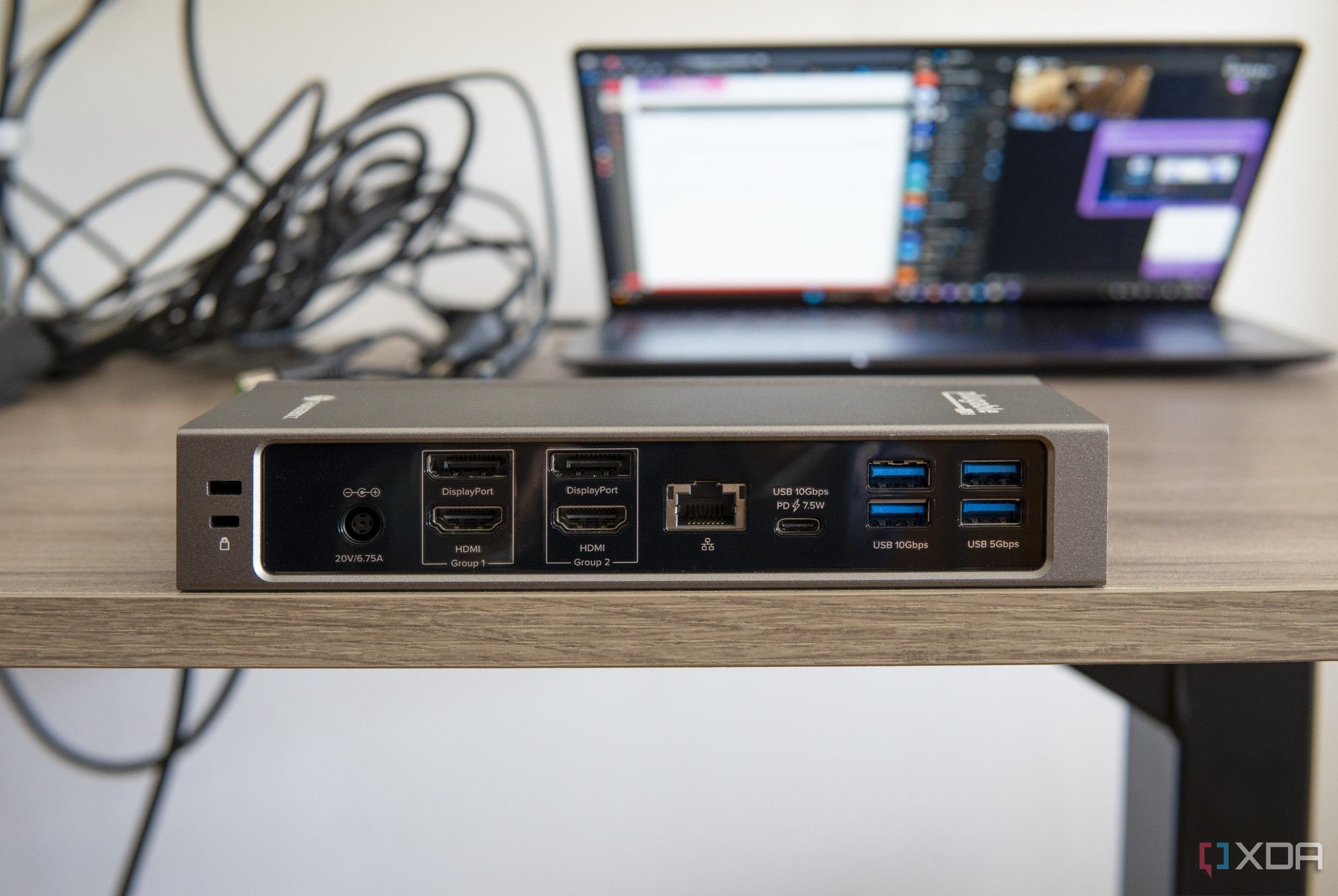 Rear view of the Plugable 16-in-1 Thunderbolt 4 Dock in horizontal position