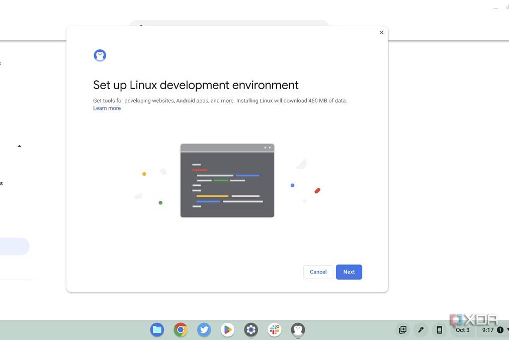 Setting up Linux apps on ChromeOS