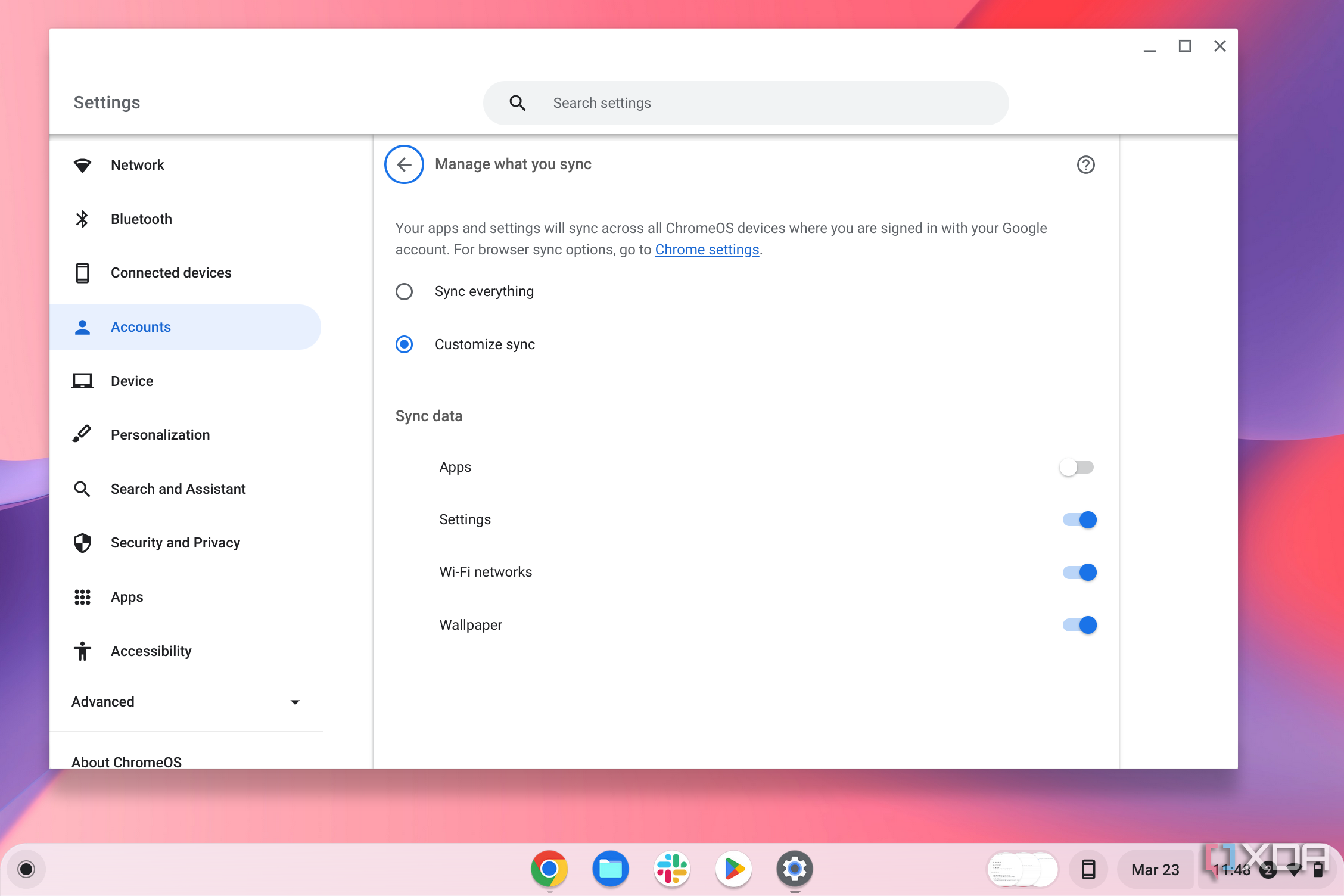 Sincronización de la configuración de ChromeOS