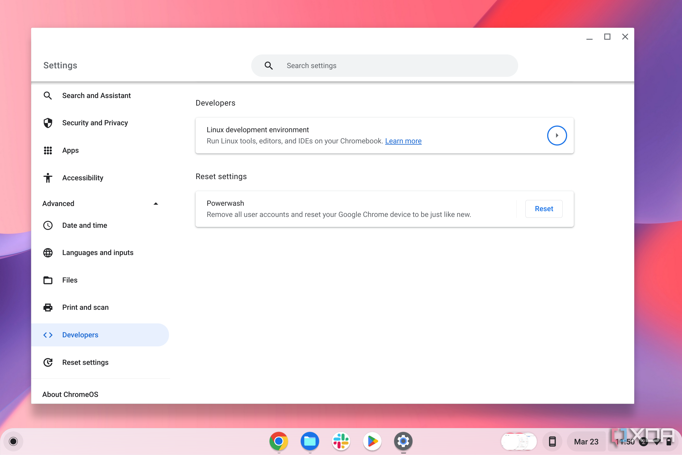 Configuración para desarrolladores de ChromeOS