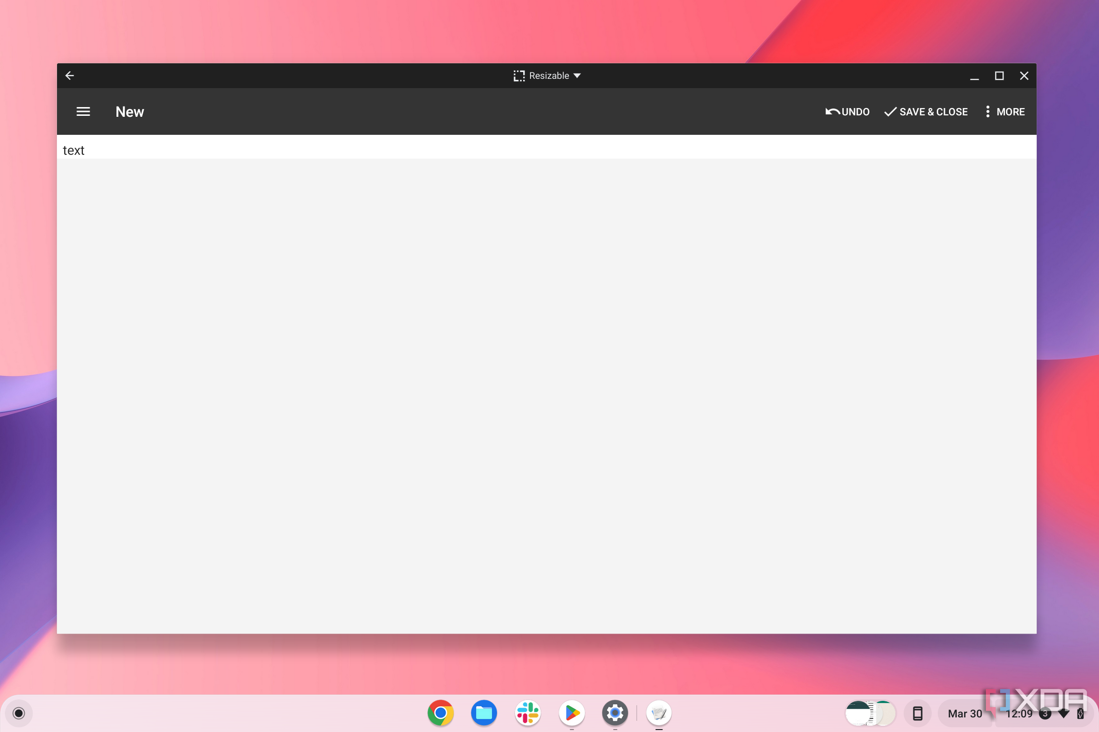 Un editor de texto simple en ChromeOS