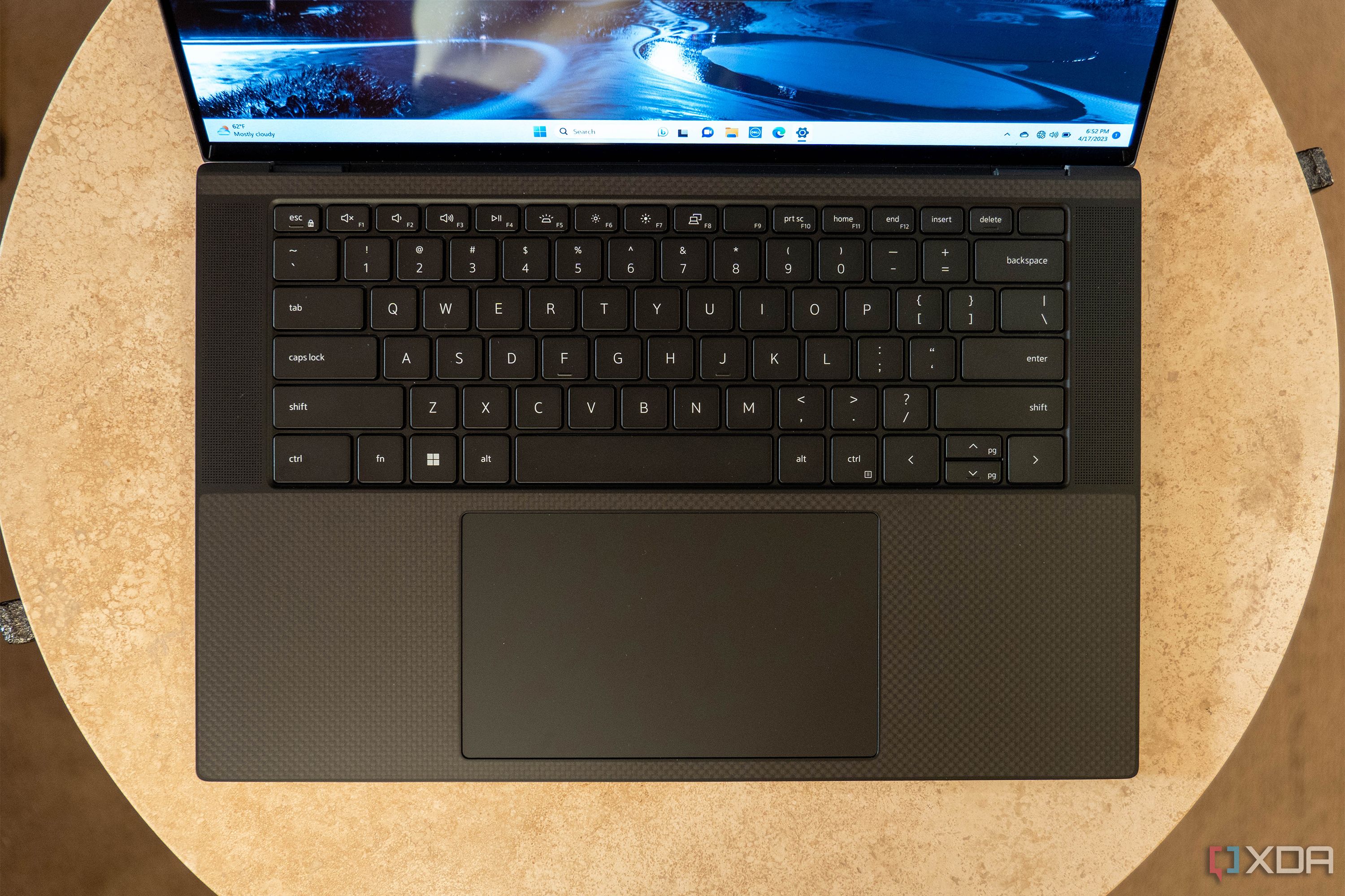 Top-down view of a black laptop keyboard