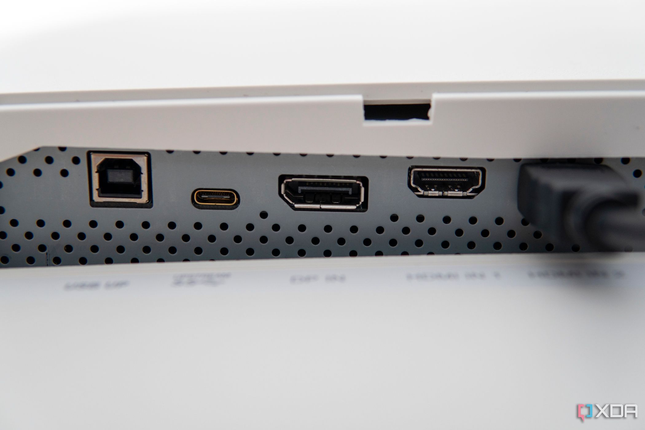 Close-up view of the ports on the LG UltraWide 49W95C