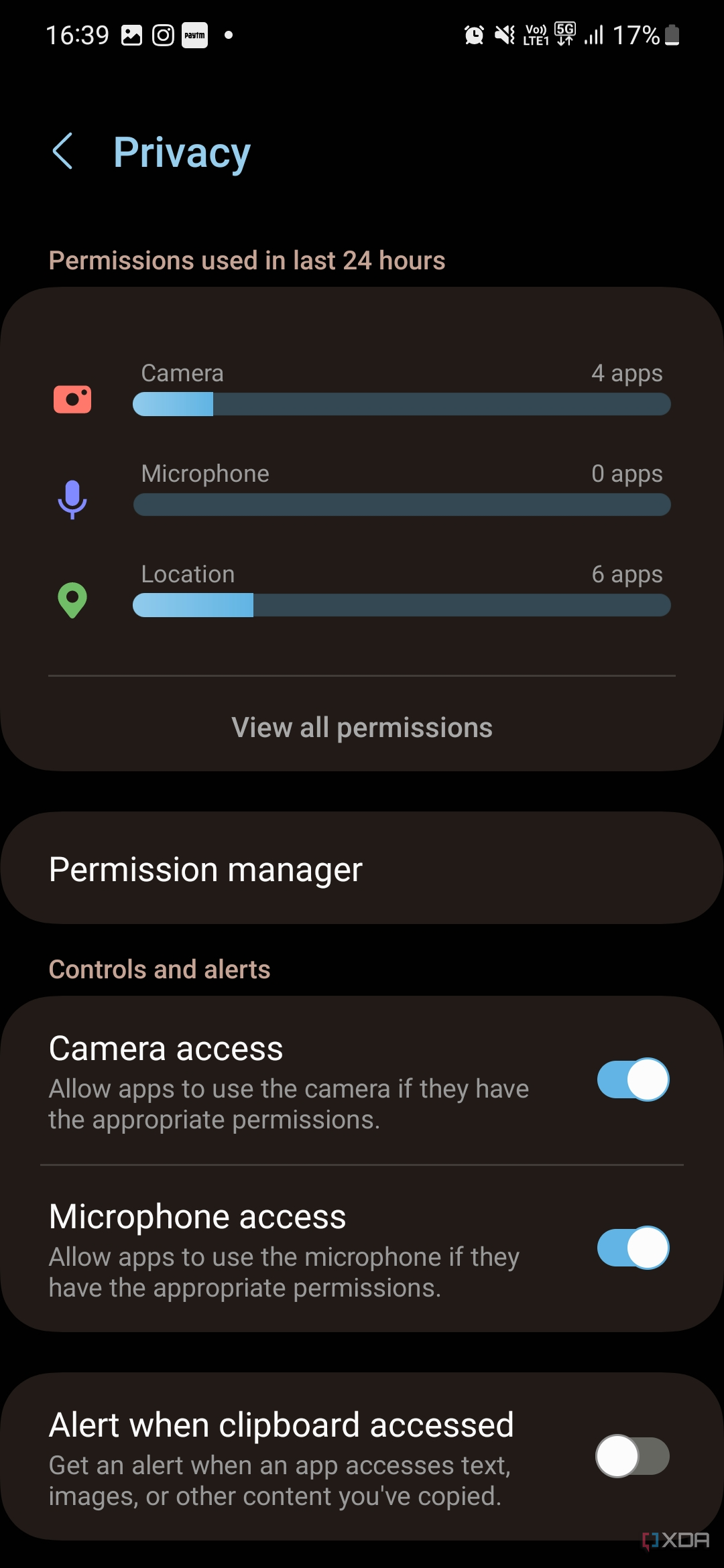 How to use the Security and privacy dashboard on a Samsung device