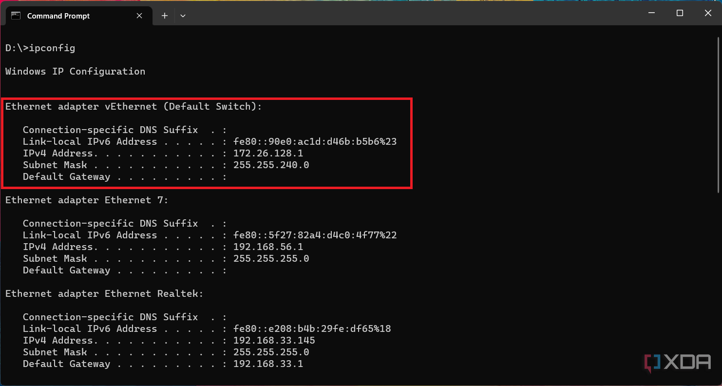 Subsistema de Windows para IP privada de Android