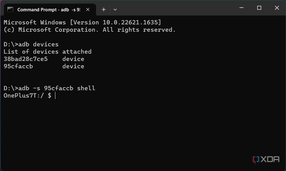 ADB multiple devices shell