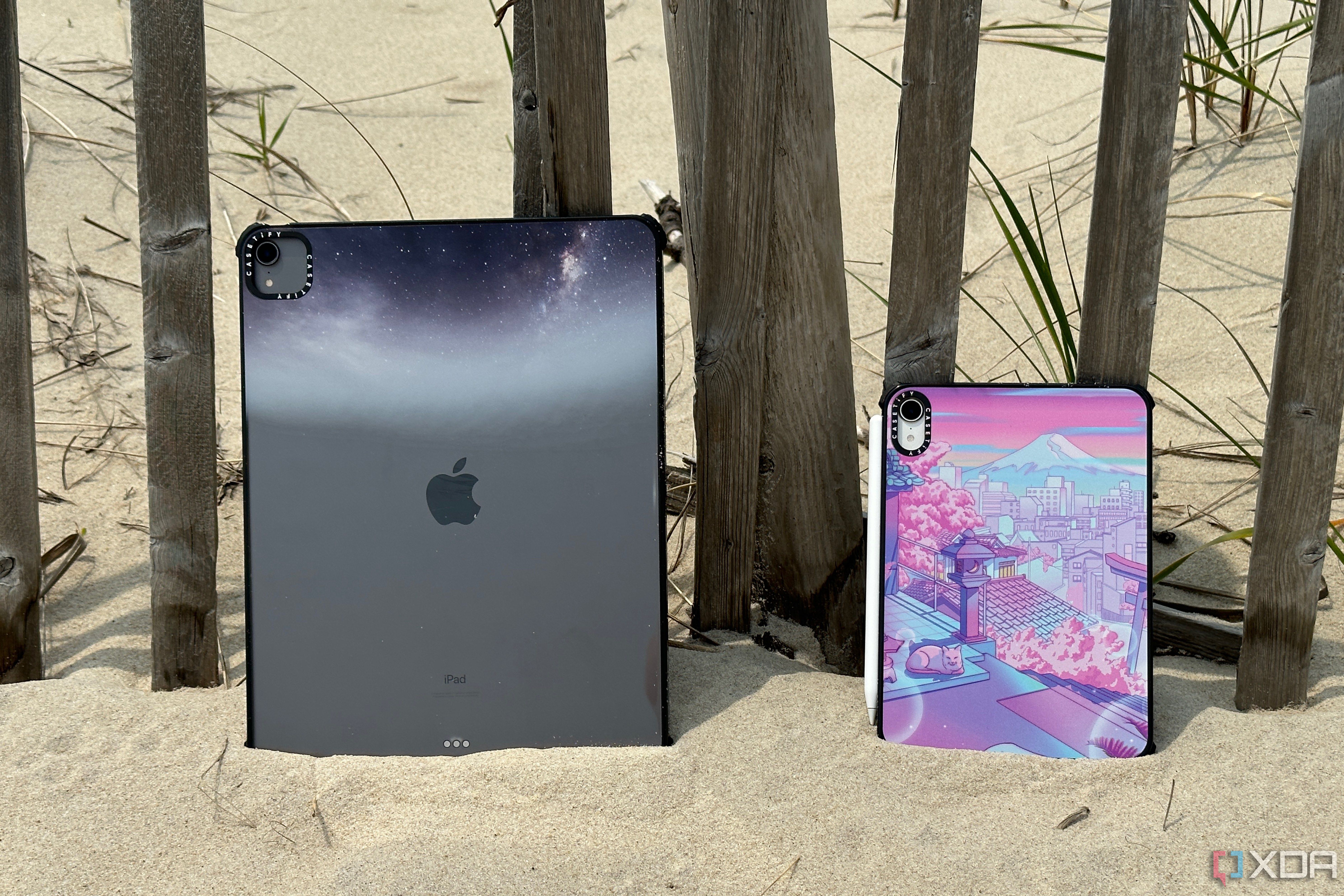 Casetify's Ultra Impact Cases for iPad against a wooden fence.