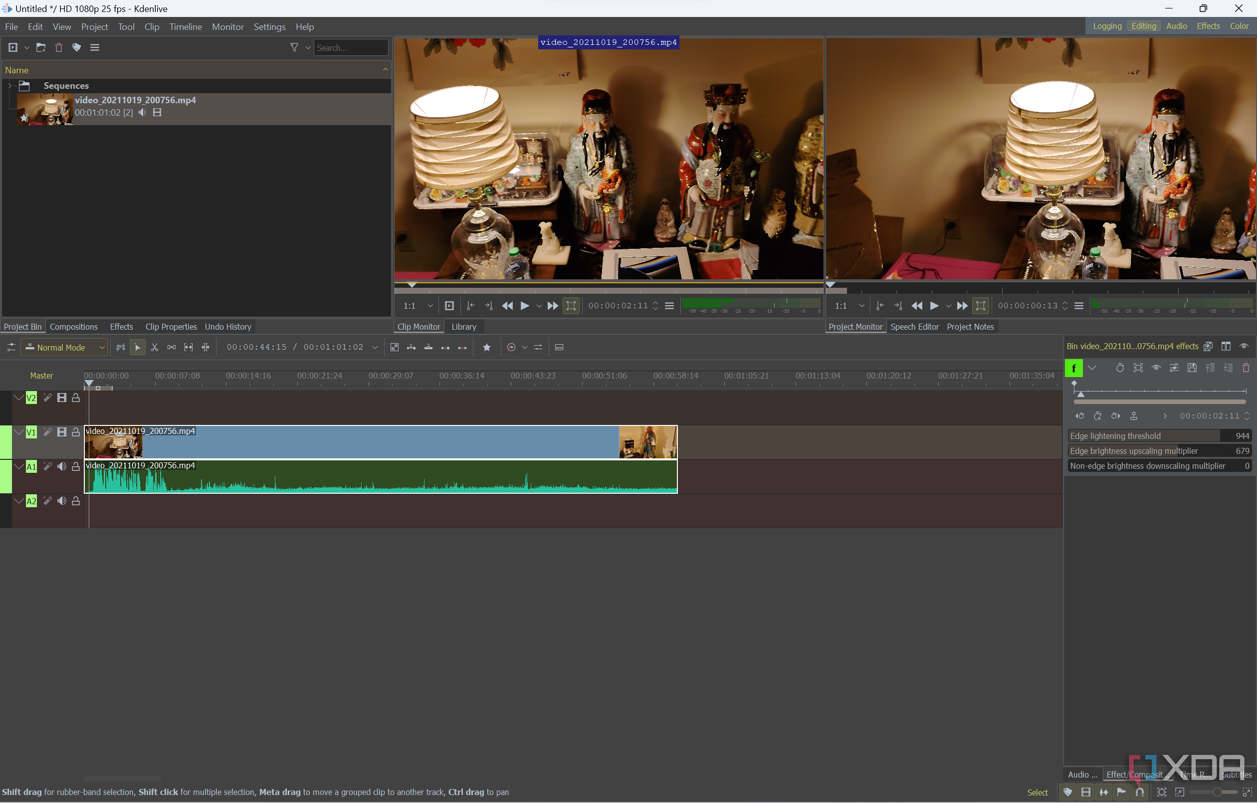 Screenshot of Kdenlive's video editing interface