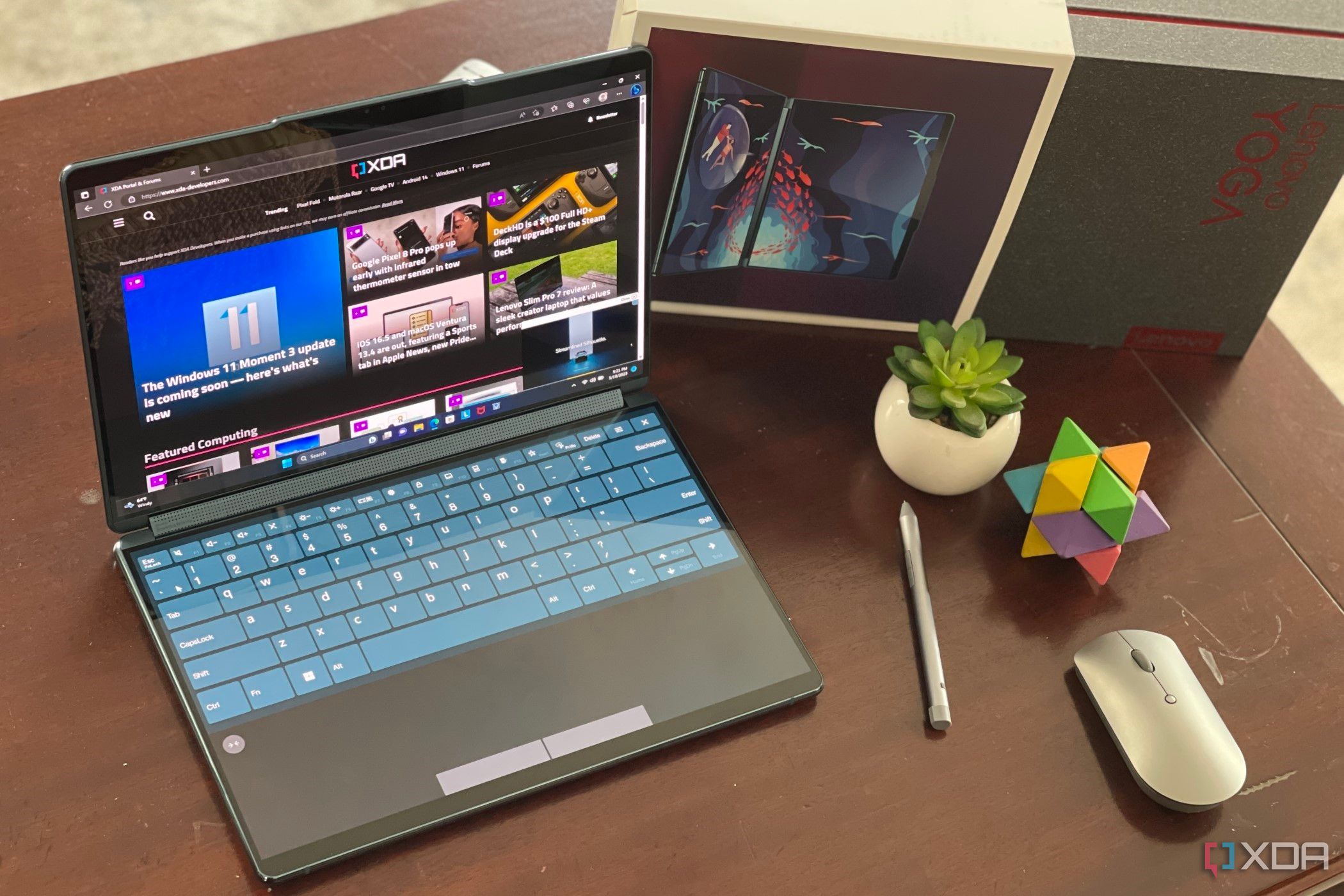Lenovo Yoga Book 9i with on screen haptic keyboard and touchpad