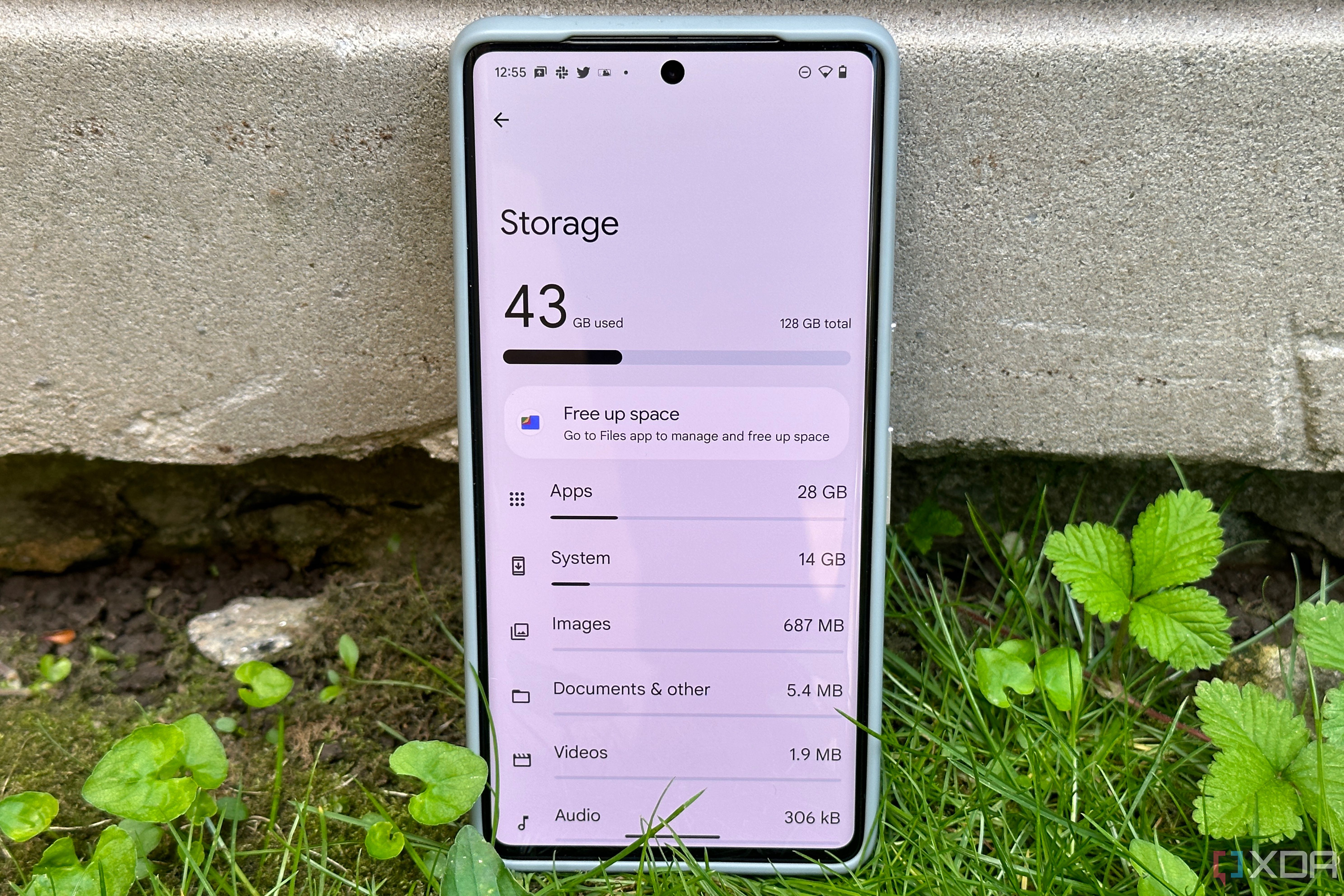 The storage page on a Pixel 7 Pro on grass and concrete.
