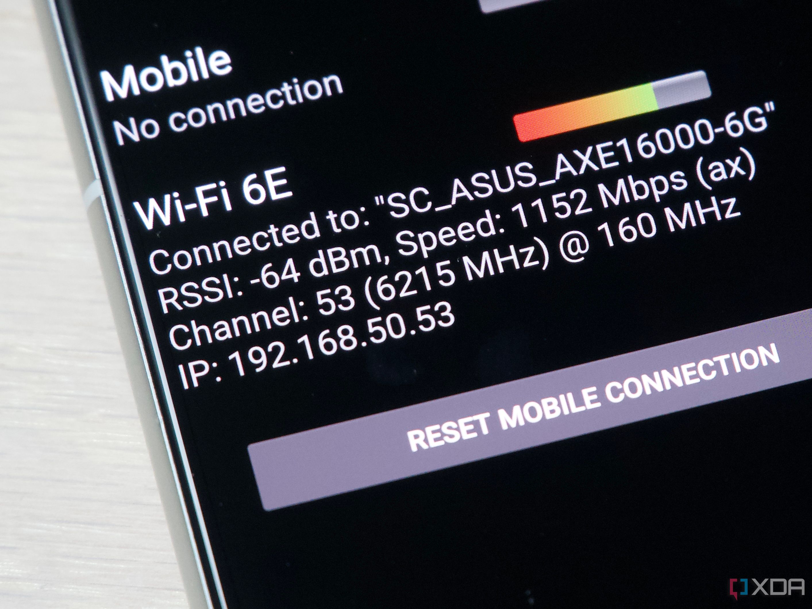 Wi-Fi 6E connection on Zenfone 8 in SignalCheck Pro