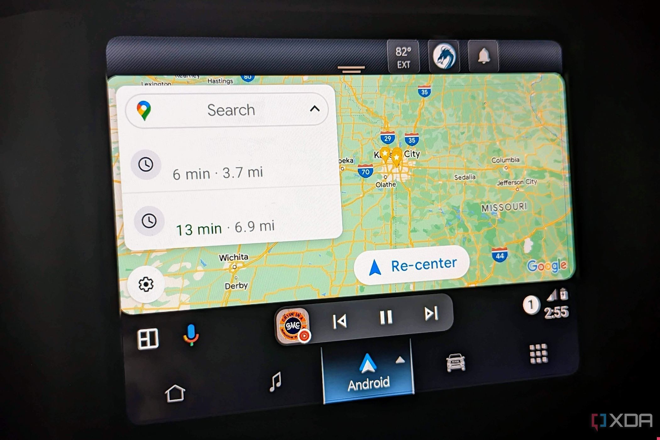 Android Auto navigation screen