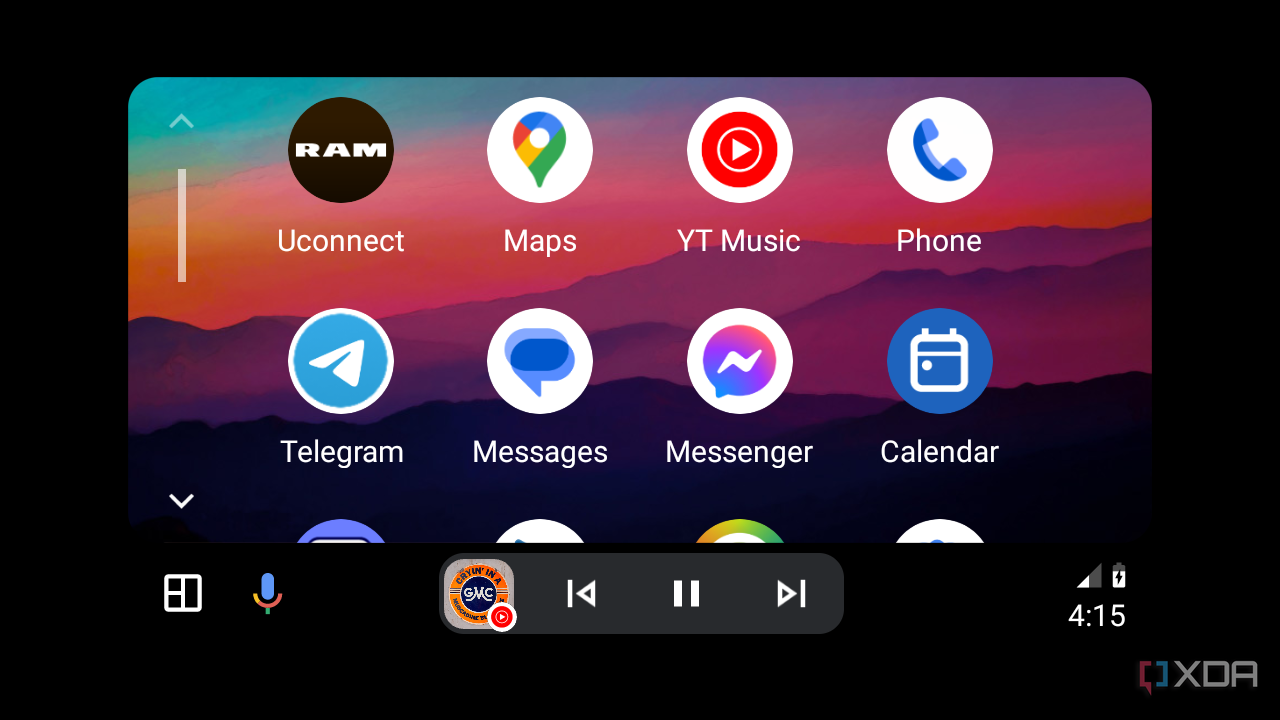Android Auto screenshot apps page