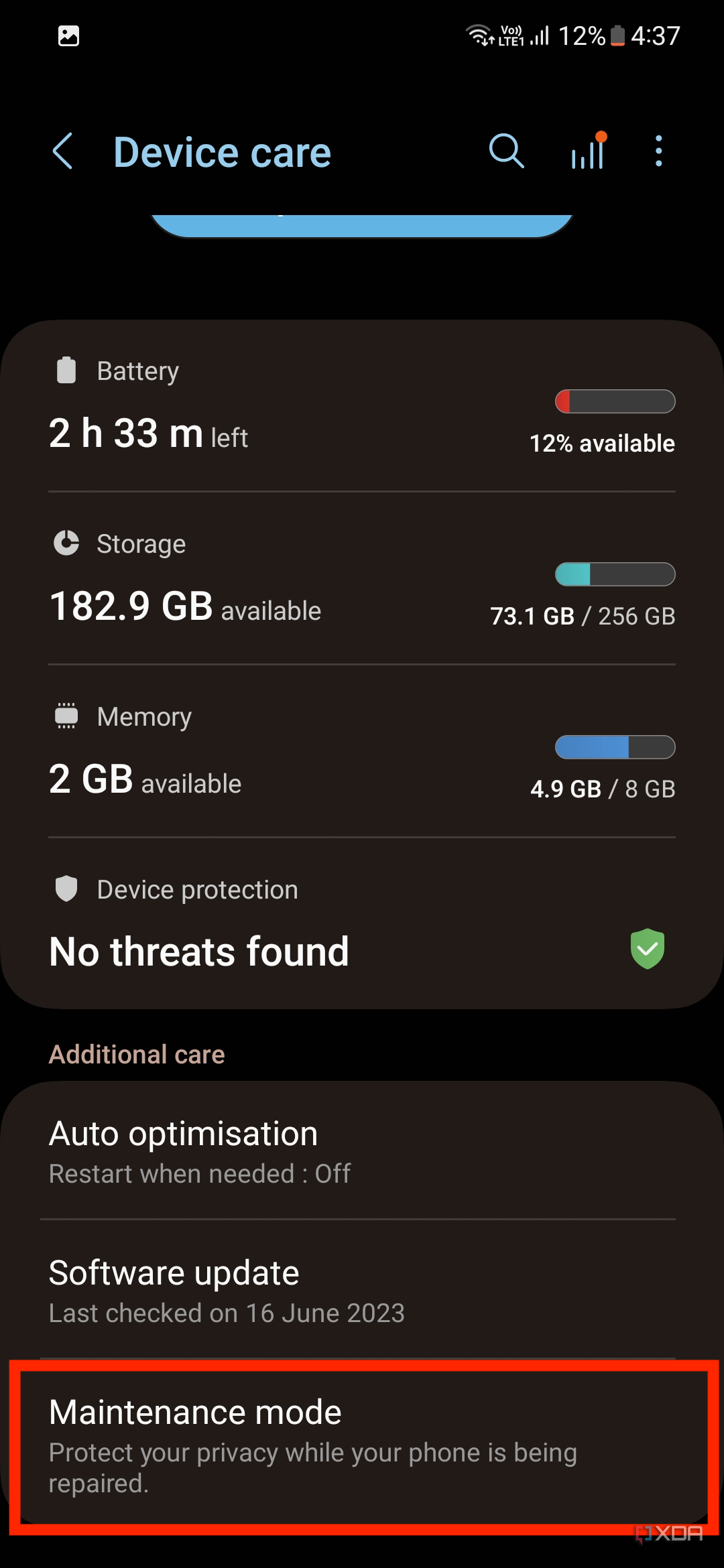 How to use Maintenance Mode on a Samsung Galaxy device