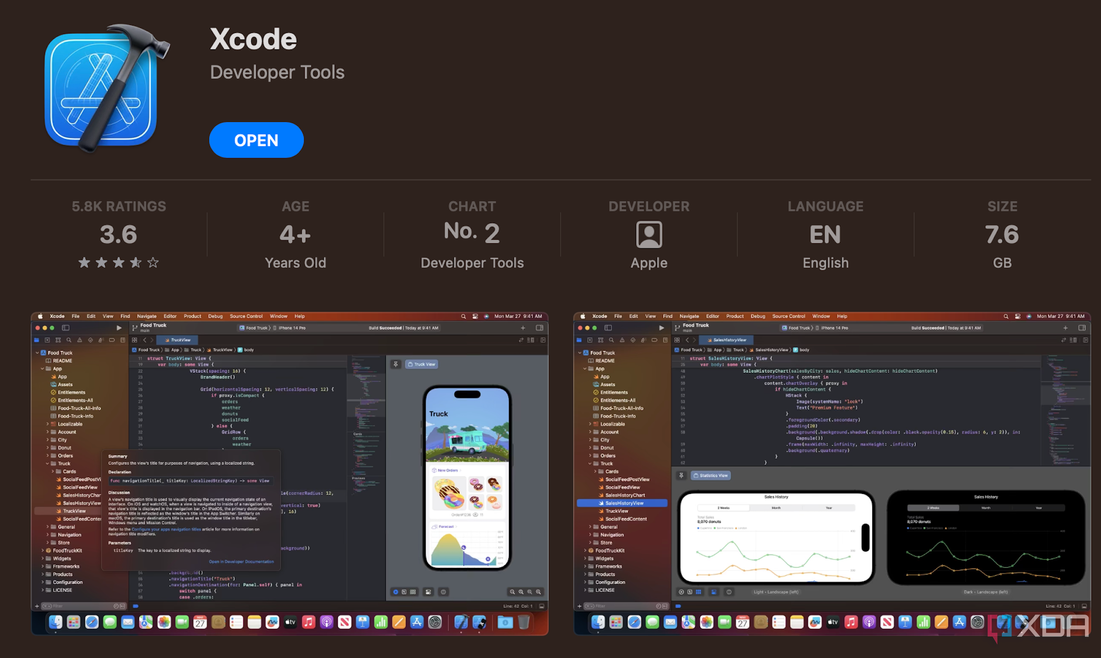 A screenshot showing the Xcode download page on App Store.