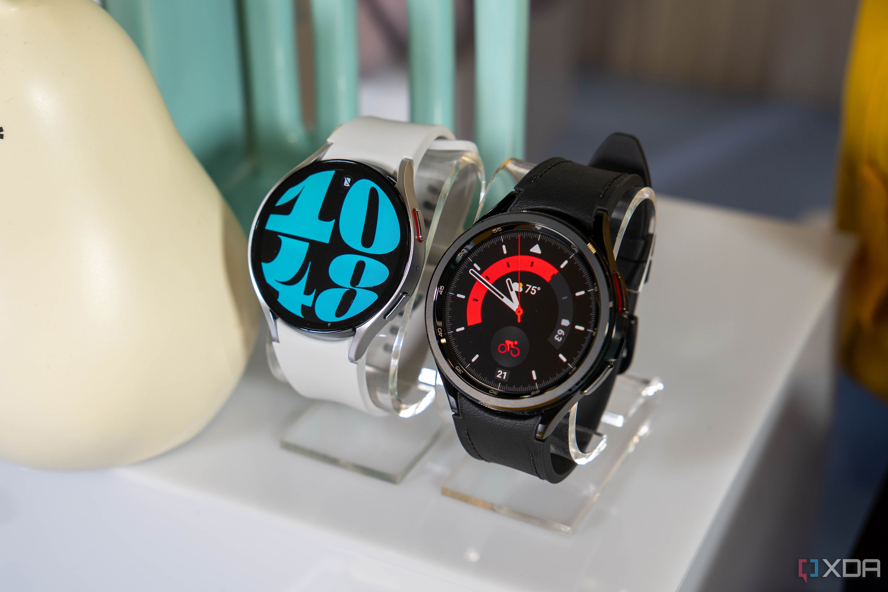 Two Samsung Galaxy Watch 6 series watches.