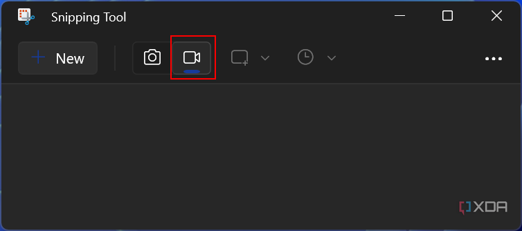 Screenshot of Snipping Tool with video button highlighted