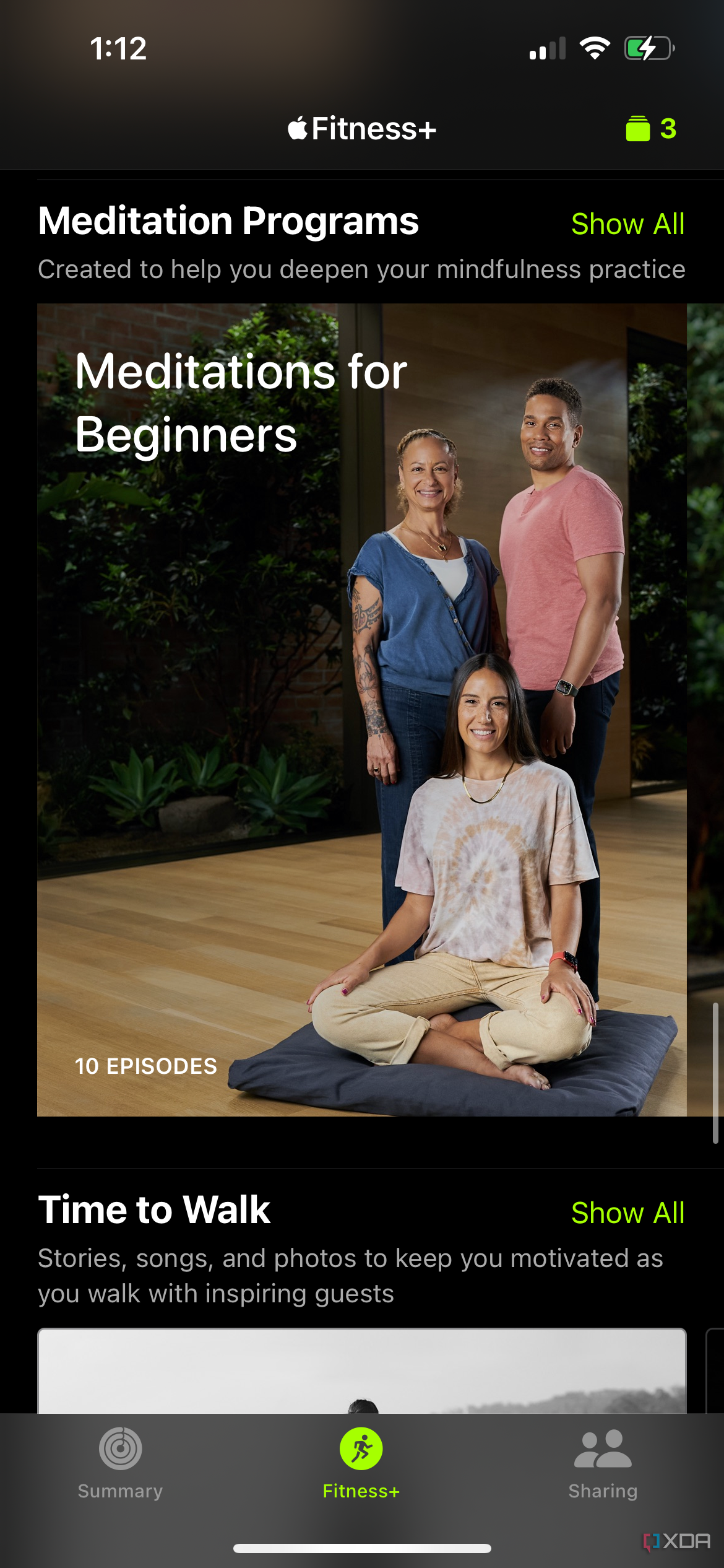 Meditation for Beginners in the Apple Fitness Plus section of the Apple Fitness app
