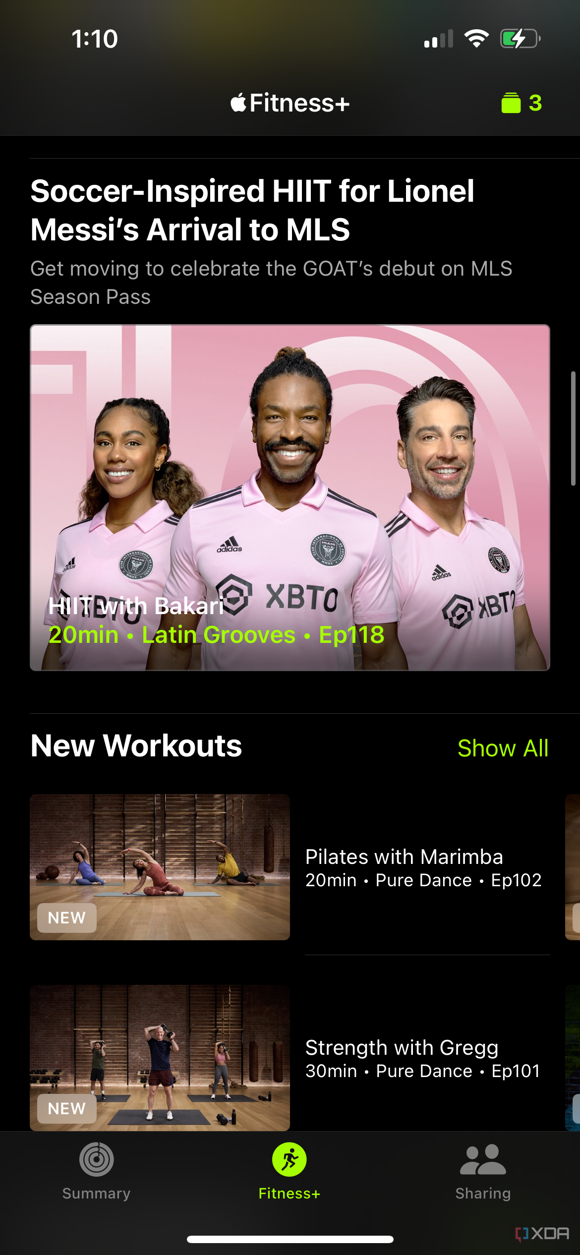 Soccer inspired workouts in the Apple Fitness Plus section of the Apple Fitness app