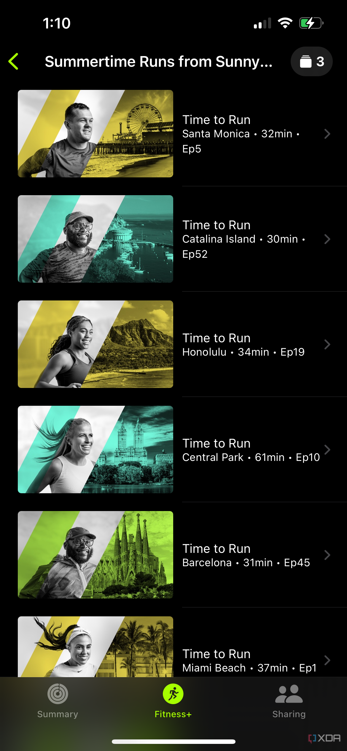 Summertime runs in the Apple Fitness Plus section of the Apple Fitness app