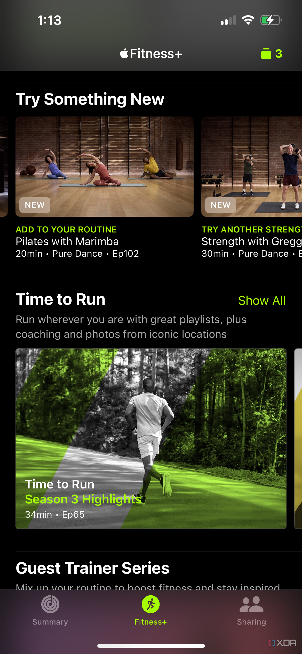 The Try Something New section in the Apple Fitness Plus section of the Apple Fitness app