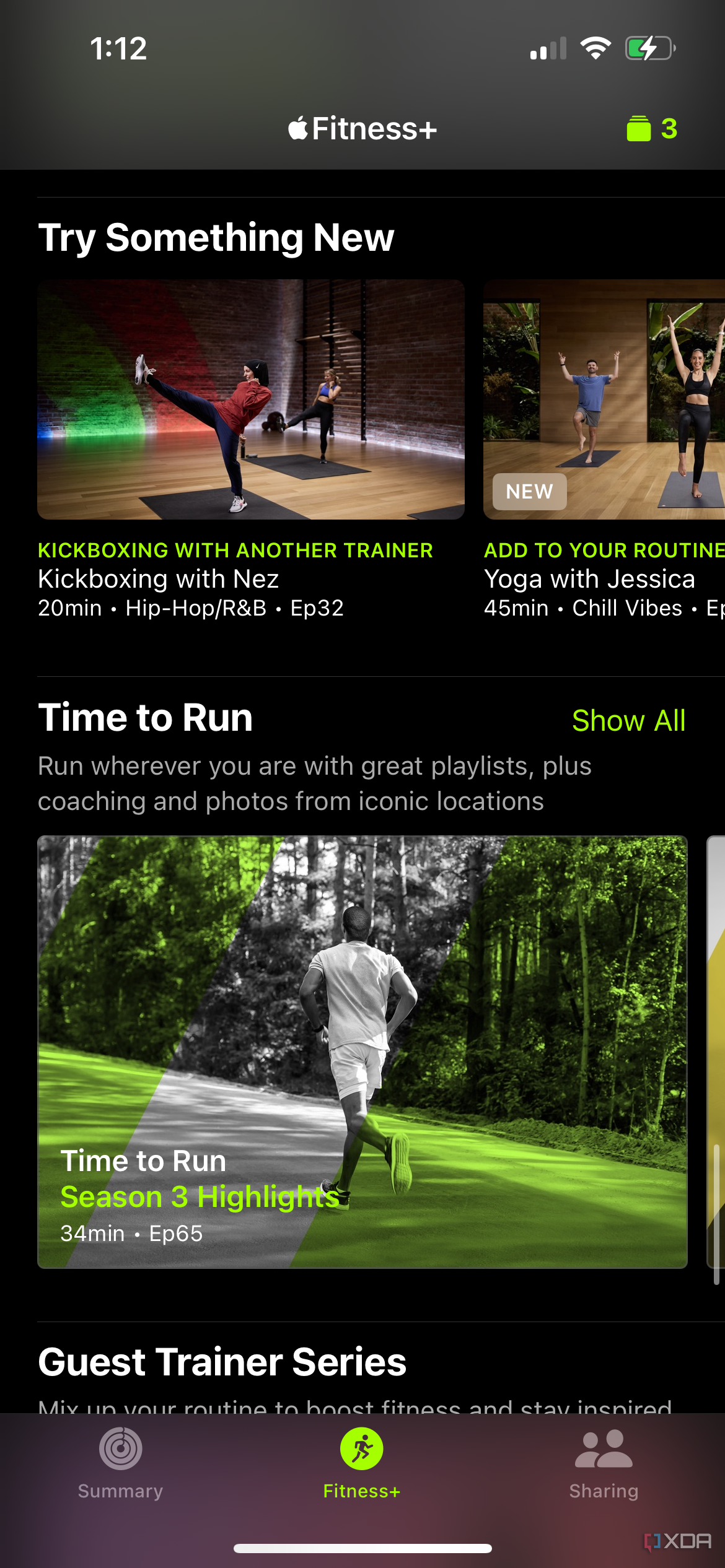 The Try Something New section in the Apple Fitness Plus section of the Apple Fitness app
