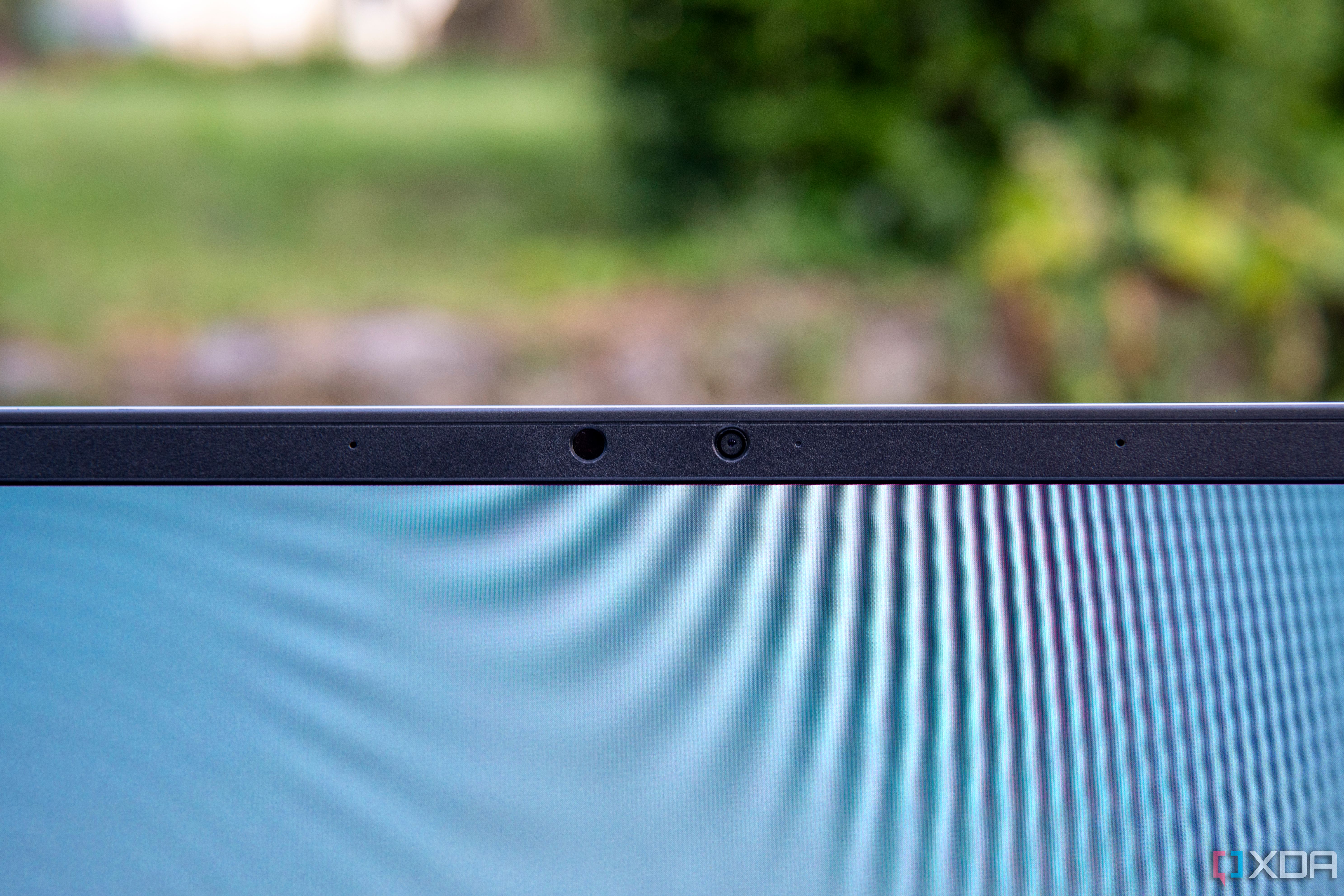 Close-up view of the LG Gram Style's webcam including an IR sensor used for Windows Hello