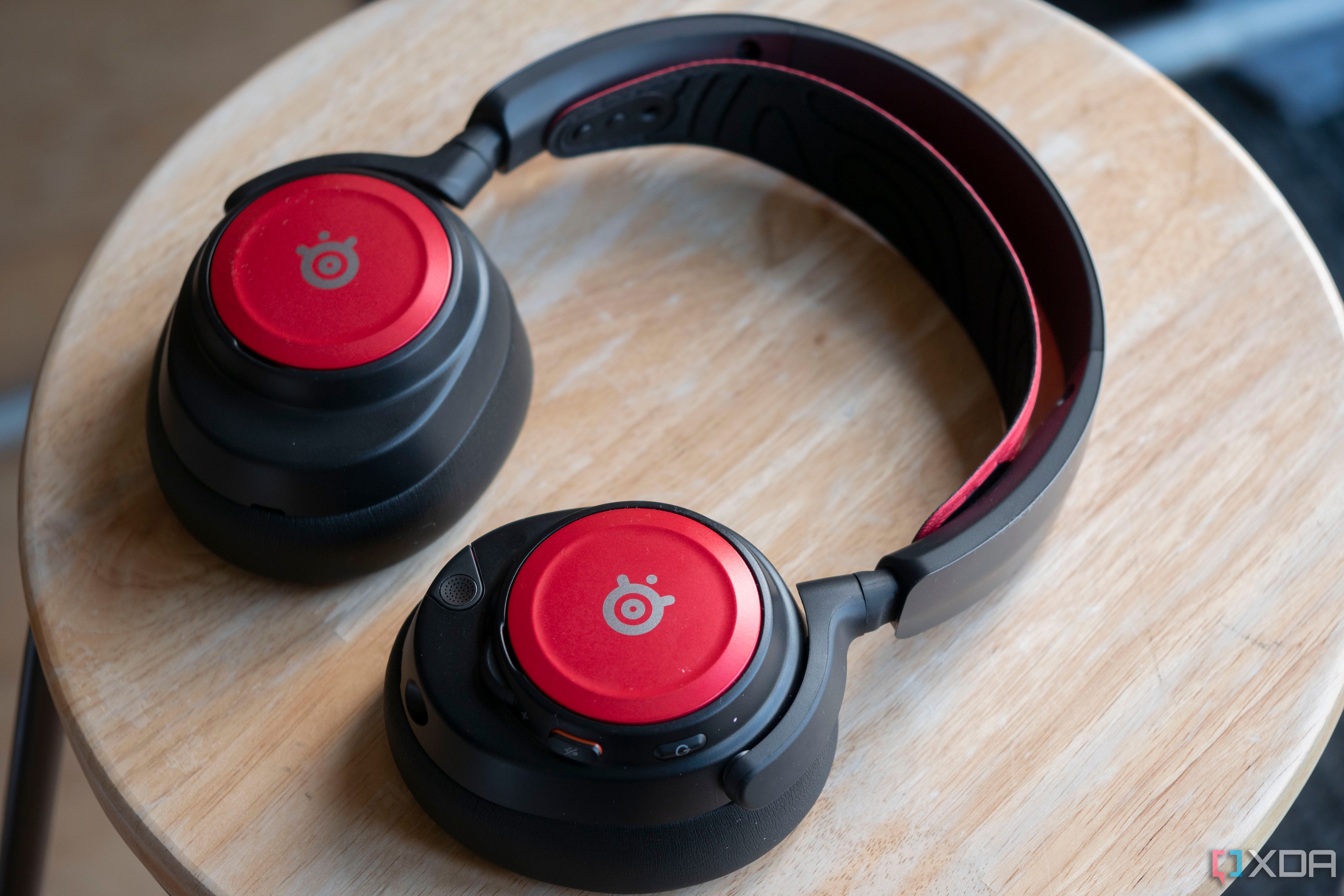 The SteelSeries Arctis Nova Pro Wireless headset with the Cherry Red plates