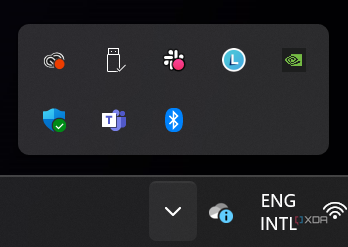 Screenshot of app icons in the Windows 11 system tray