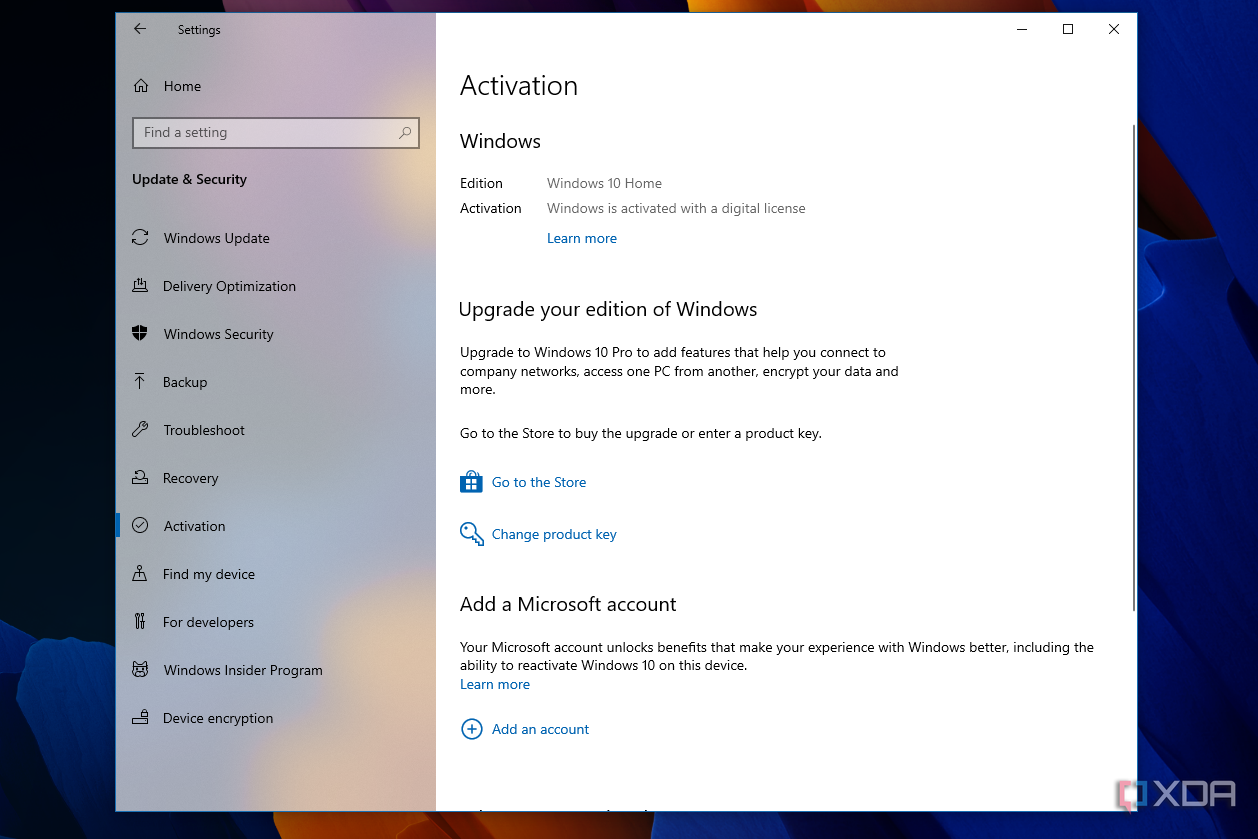 Windows 10 activation pop-up
