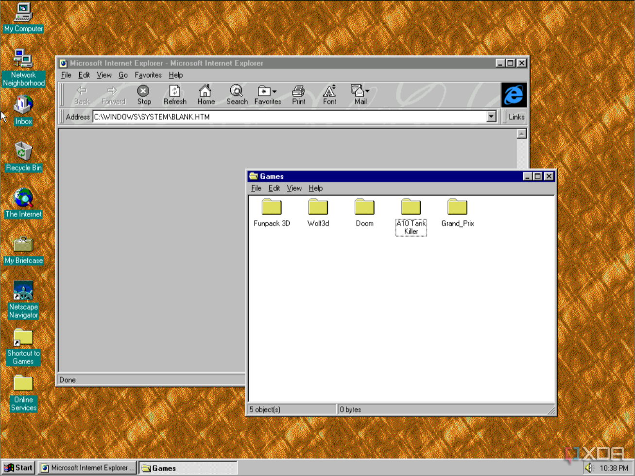 Screenshot of Internet Explorer 3.0 and File Explorer in Windows 95