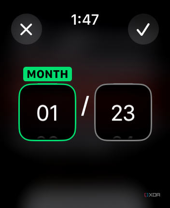 Month and year showing to add expiration date for card in Apple Wallet on Apple Watch