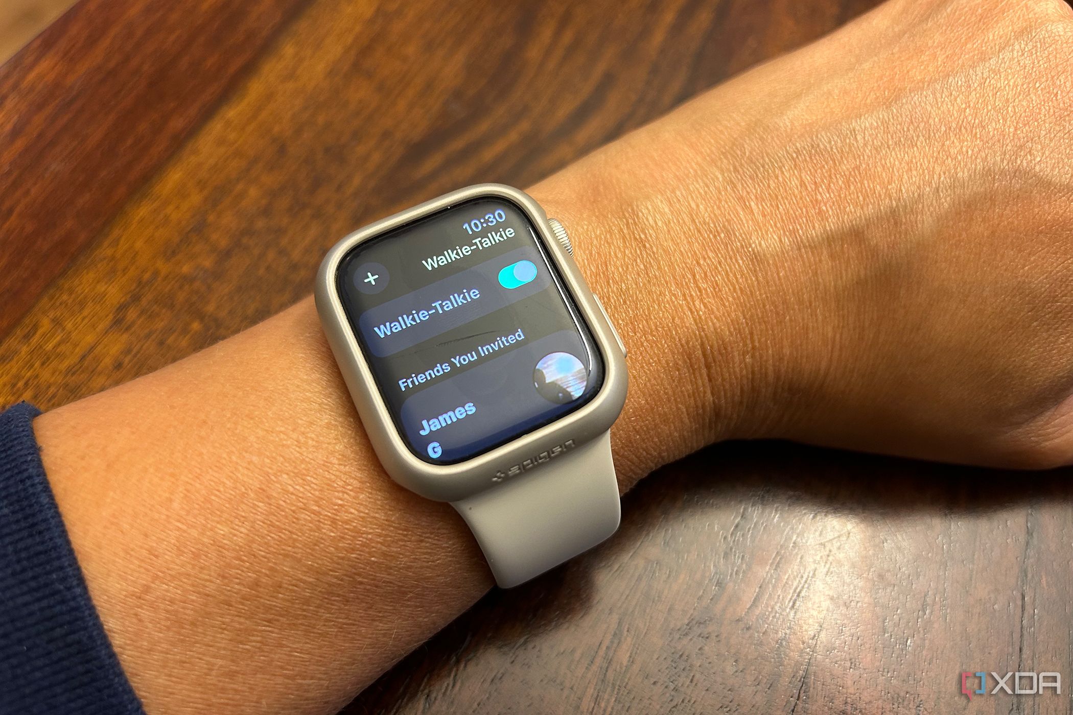 The Apple Watch showing the walkie-talkie screen.