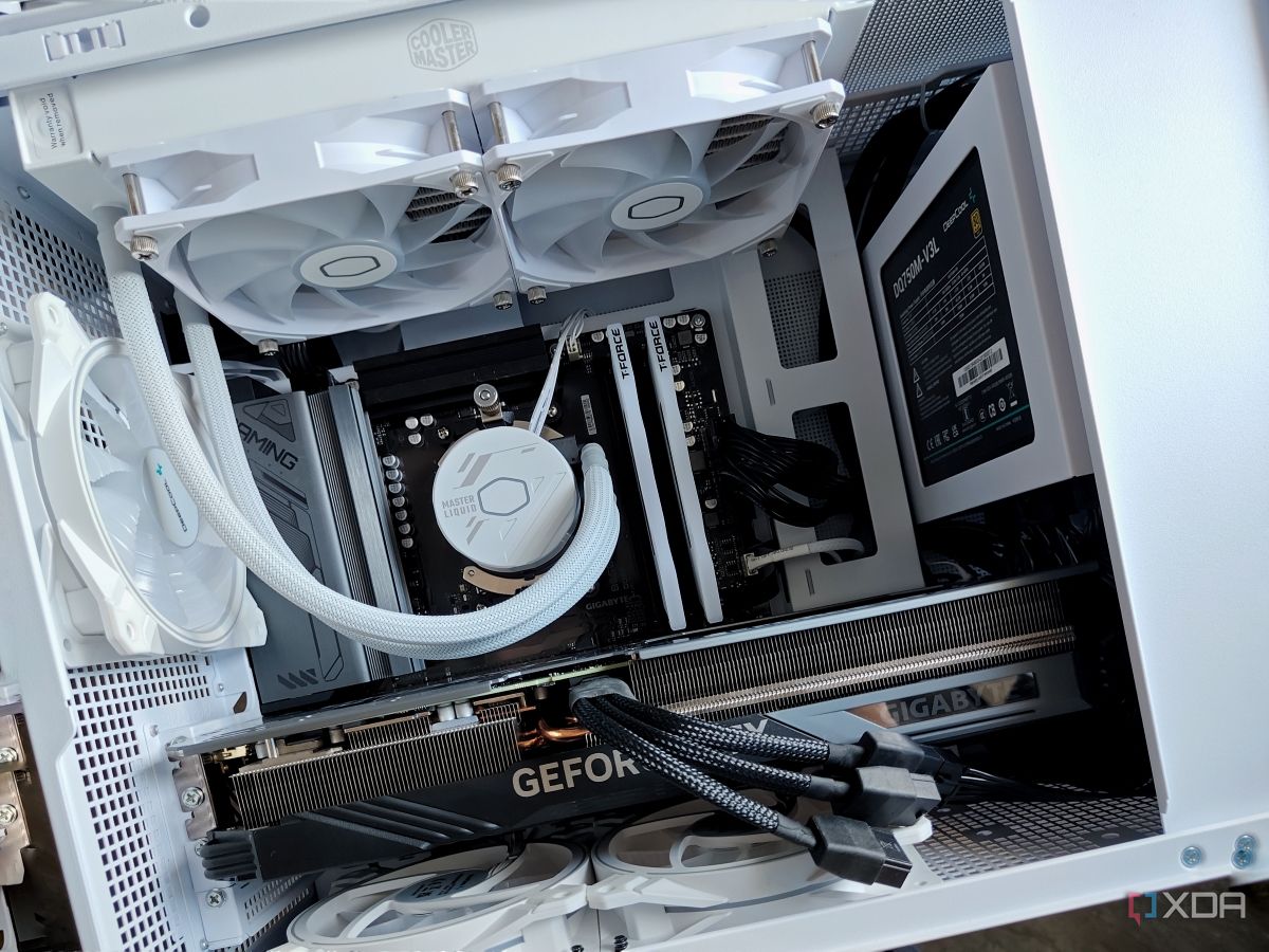 An image showing a bunch of PC parts installed in an Asus Prime AP201 PC case.