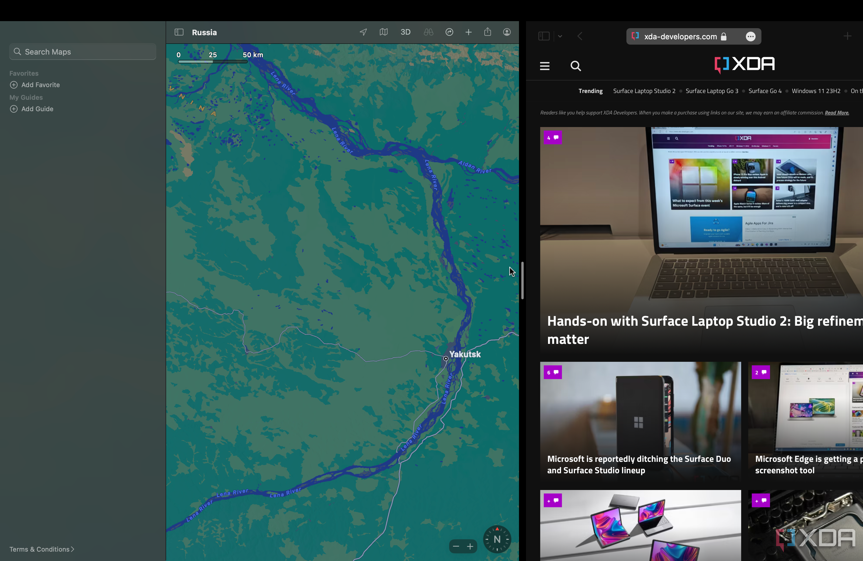 giving the maps app more space by dragging the gray dash in the center