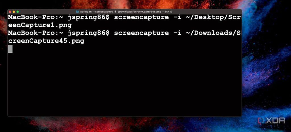 Using Terminal commands on Mac to take a screenshot.