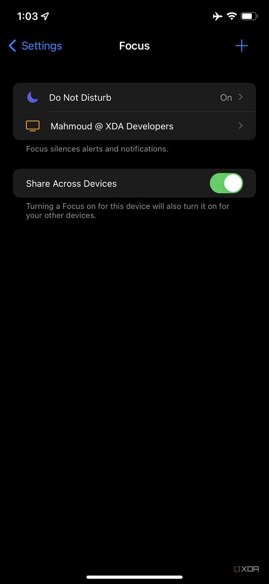 focus settings on iOS