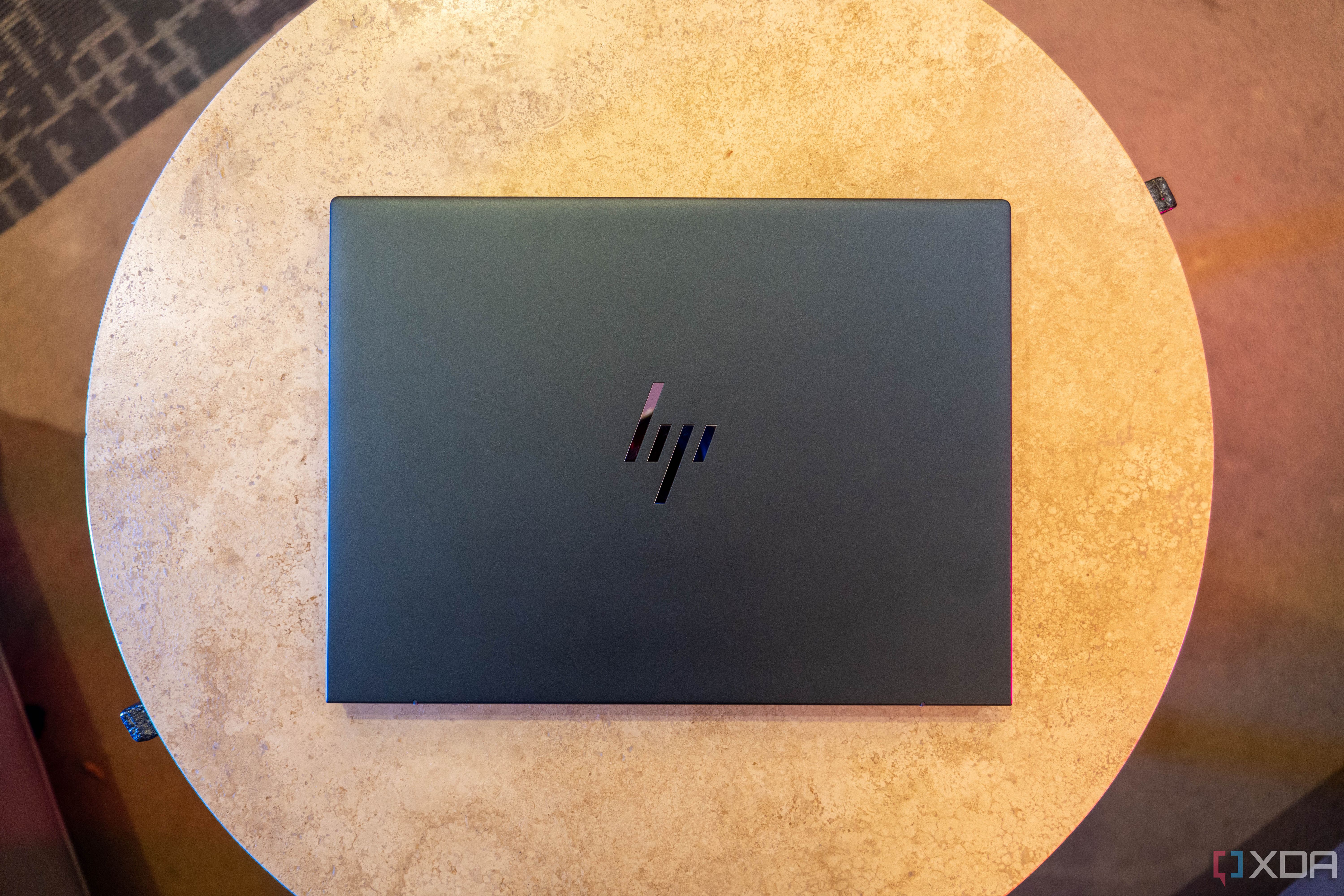Top down view of HP laptop