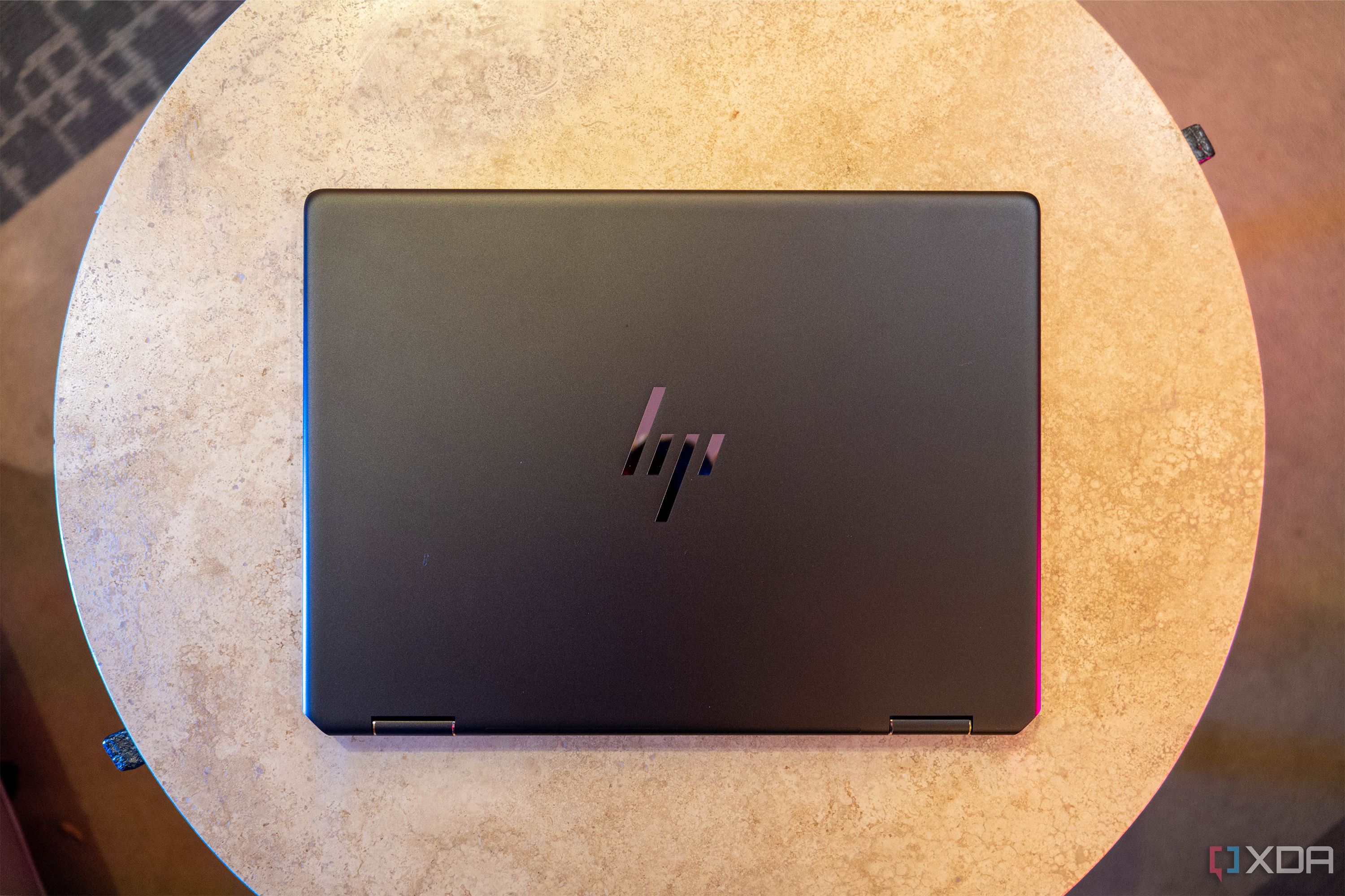 Top down view of HP laptop