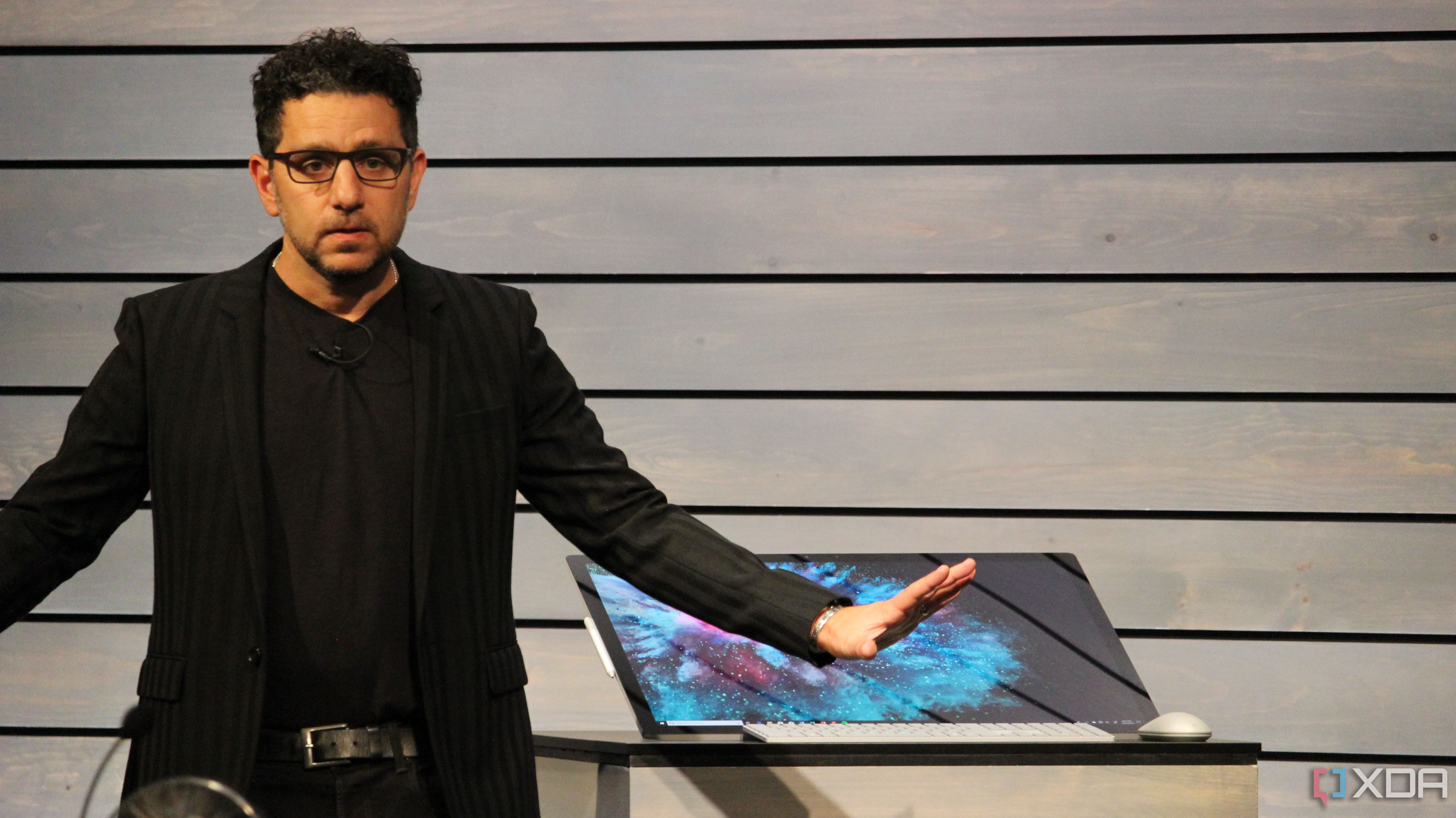 Panos Panay presenting the Surface Studio