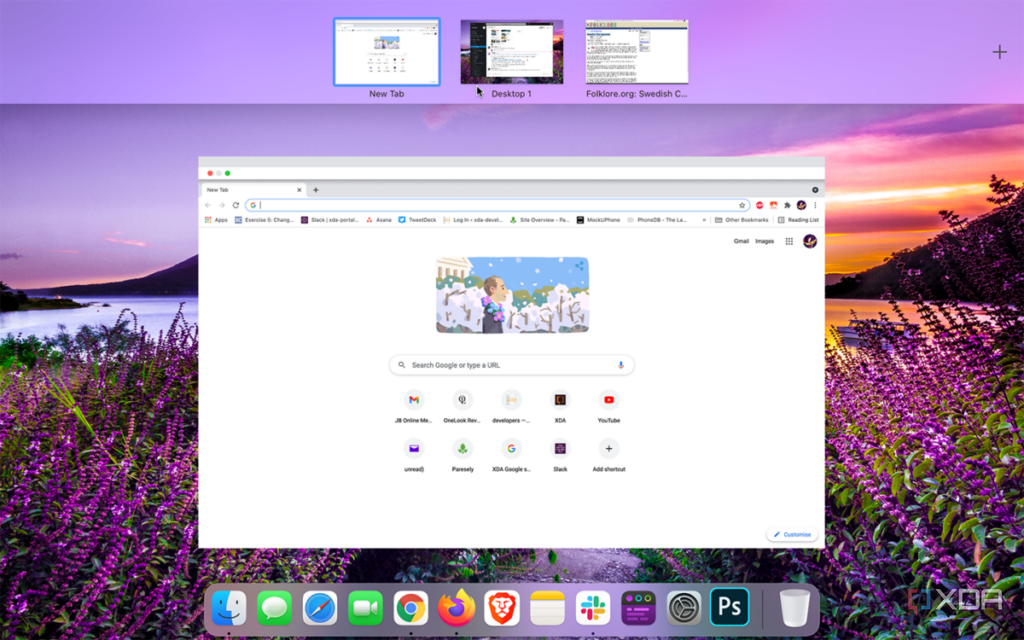 viewing the different desktops on macOS through mission control