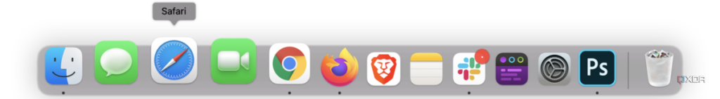 macOS dock showing a variety of apps, such as safari and FaceTime