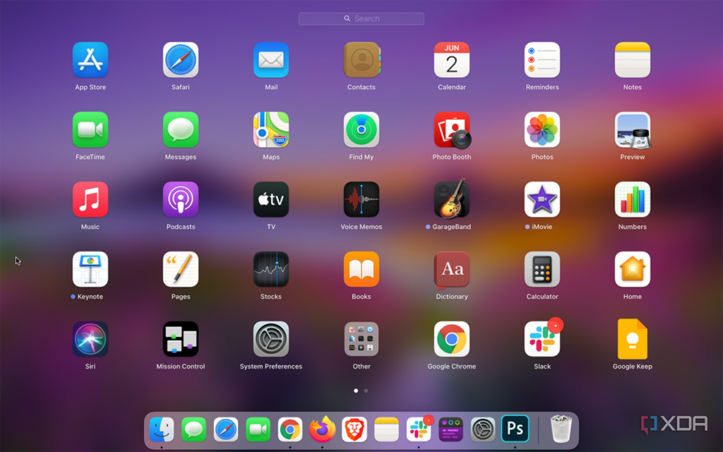 launchpad on macOS showing installed apps