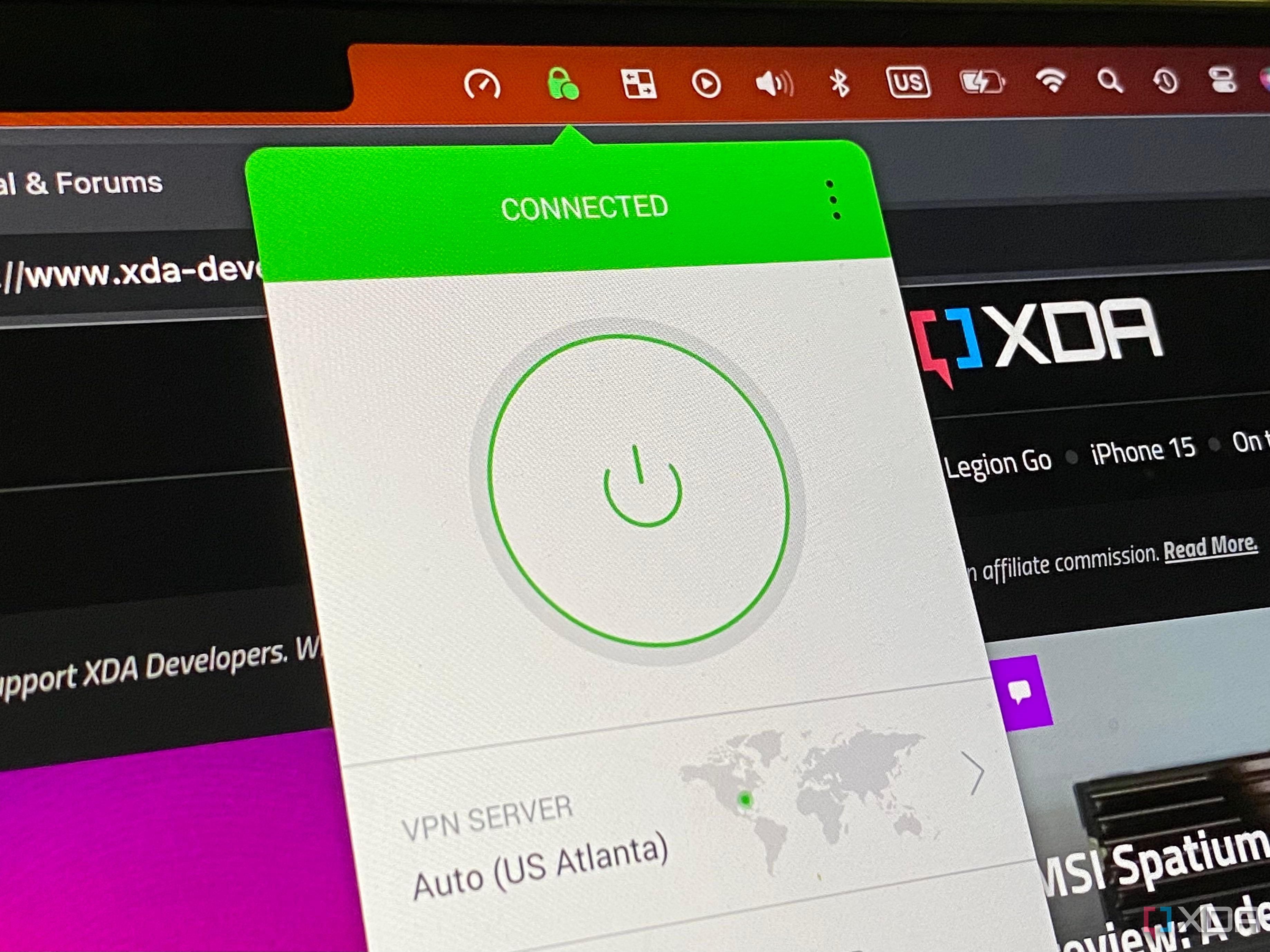 Private Internet Access VPN connected on Mac