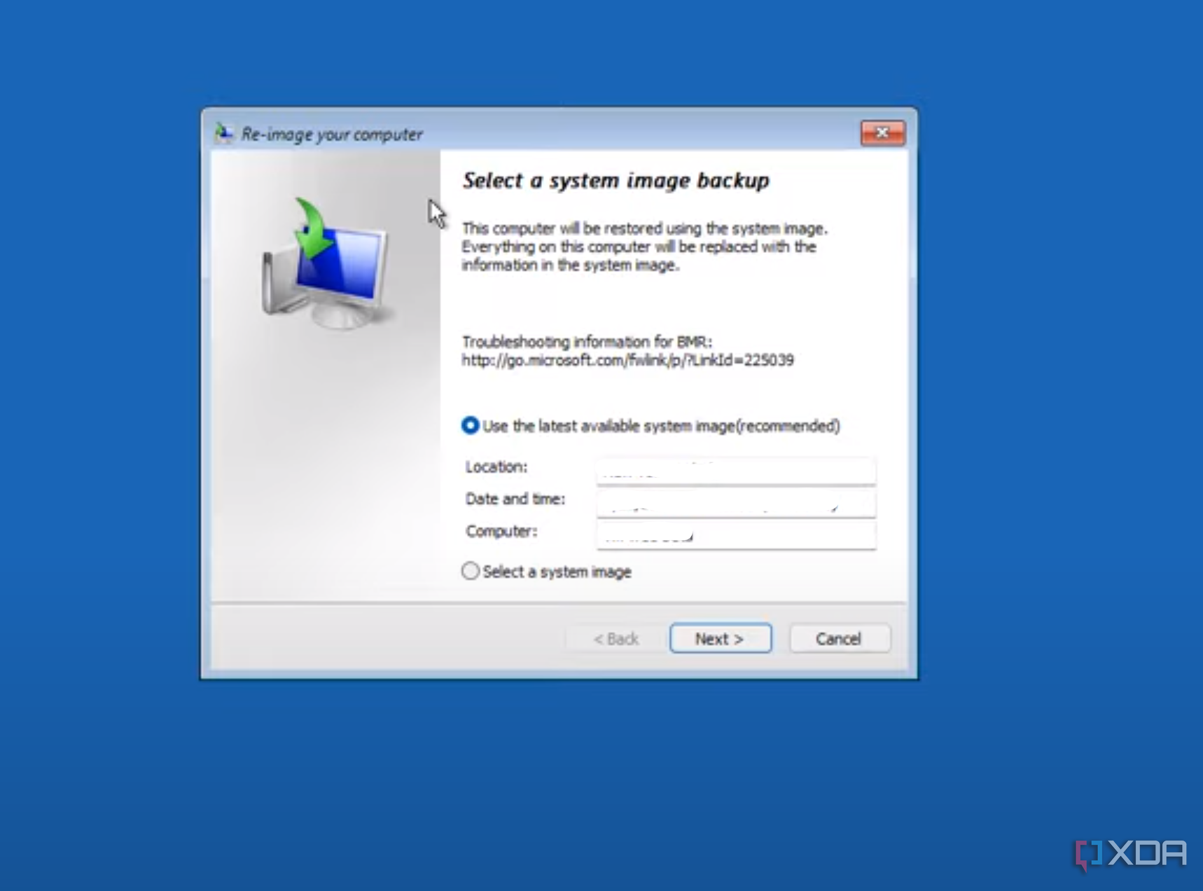 Windows 11 restore from system image backup