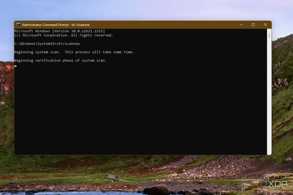 Running the scan now command in command prompt