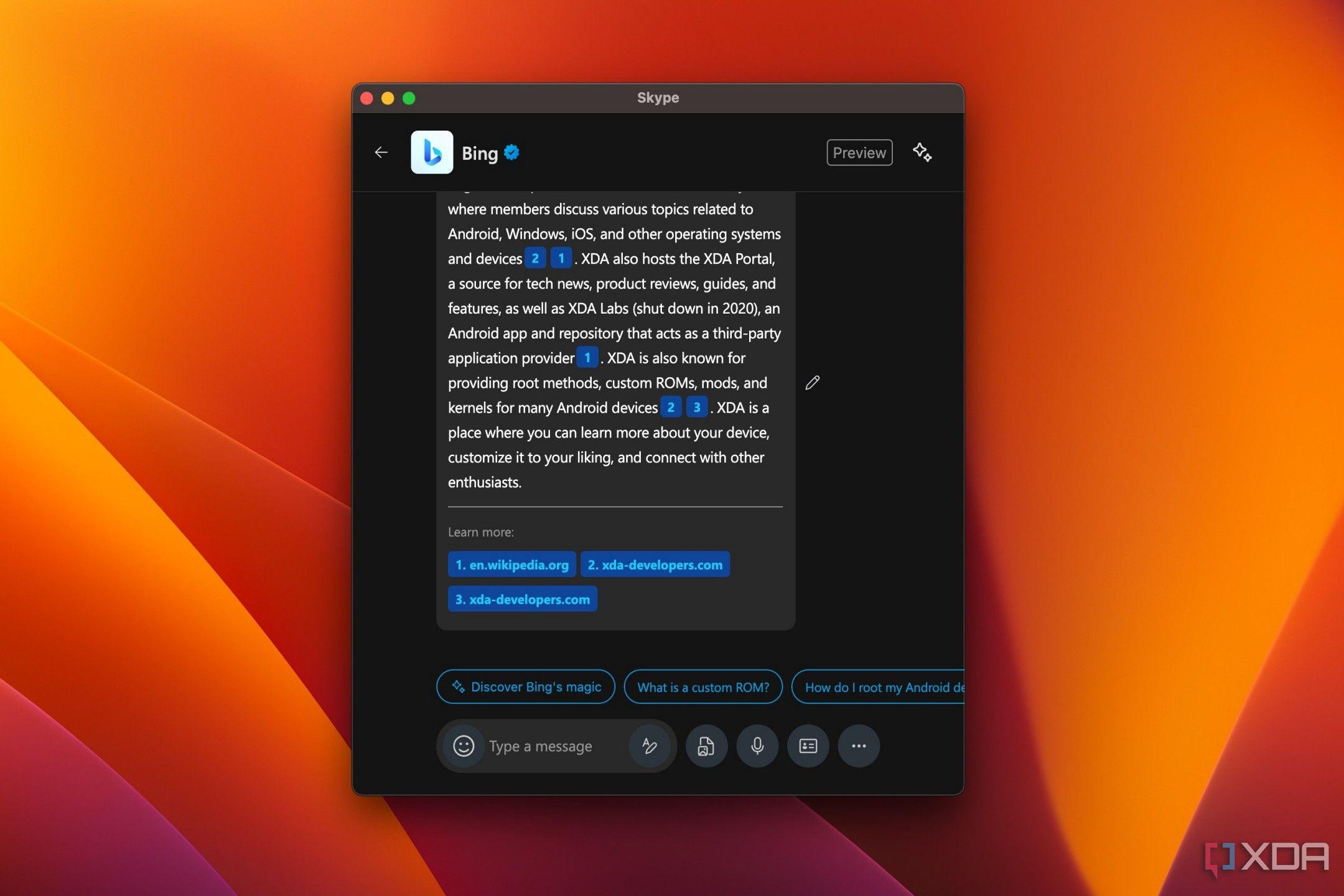 Screenshot showing Skype running on a Mac
